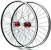 26 Bicycle Wheel Set Disc Brake V Brake Mountain Bike Wheel Cycling Front 2 Rare 4 Bearings Quick Release 7 8 9 10 11 Card Flywheel Color: Red Hub