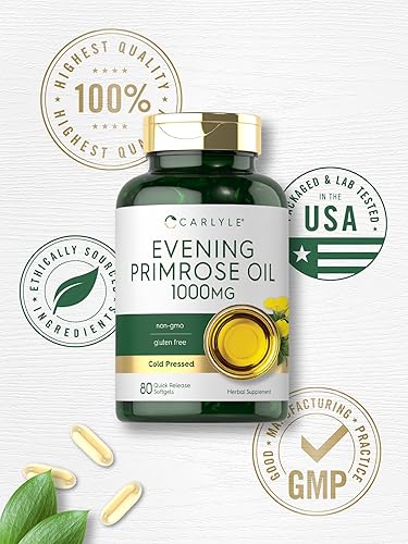 Miniatura 6 de Carlyle Cápsulas de aceite de onagra de 1000 mg | 80 cápsulas blandas | Suplemento prensado en frío | Sin OMG y sin gluten