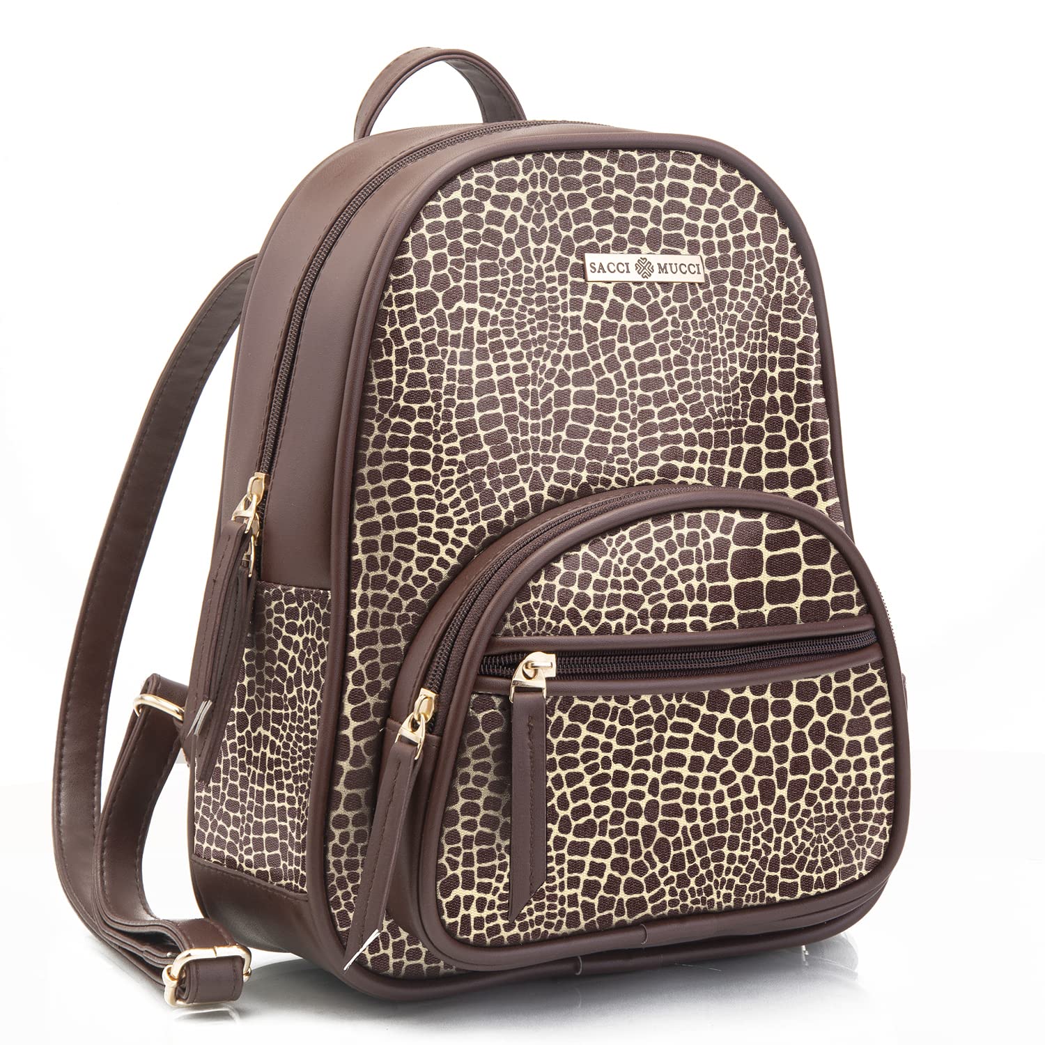 SACCI MUCCI Women Backpack College Bag, latest Girls. Gift for Her - Alligator Print (Brown) (B0C1ZZKKM7) Amazon Price History, Amazon Price Tracker