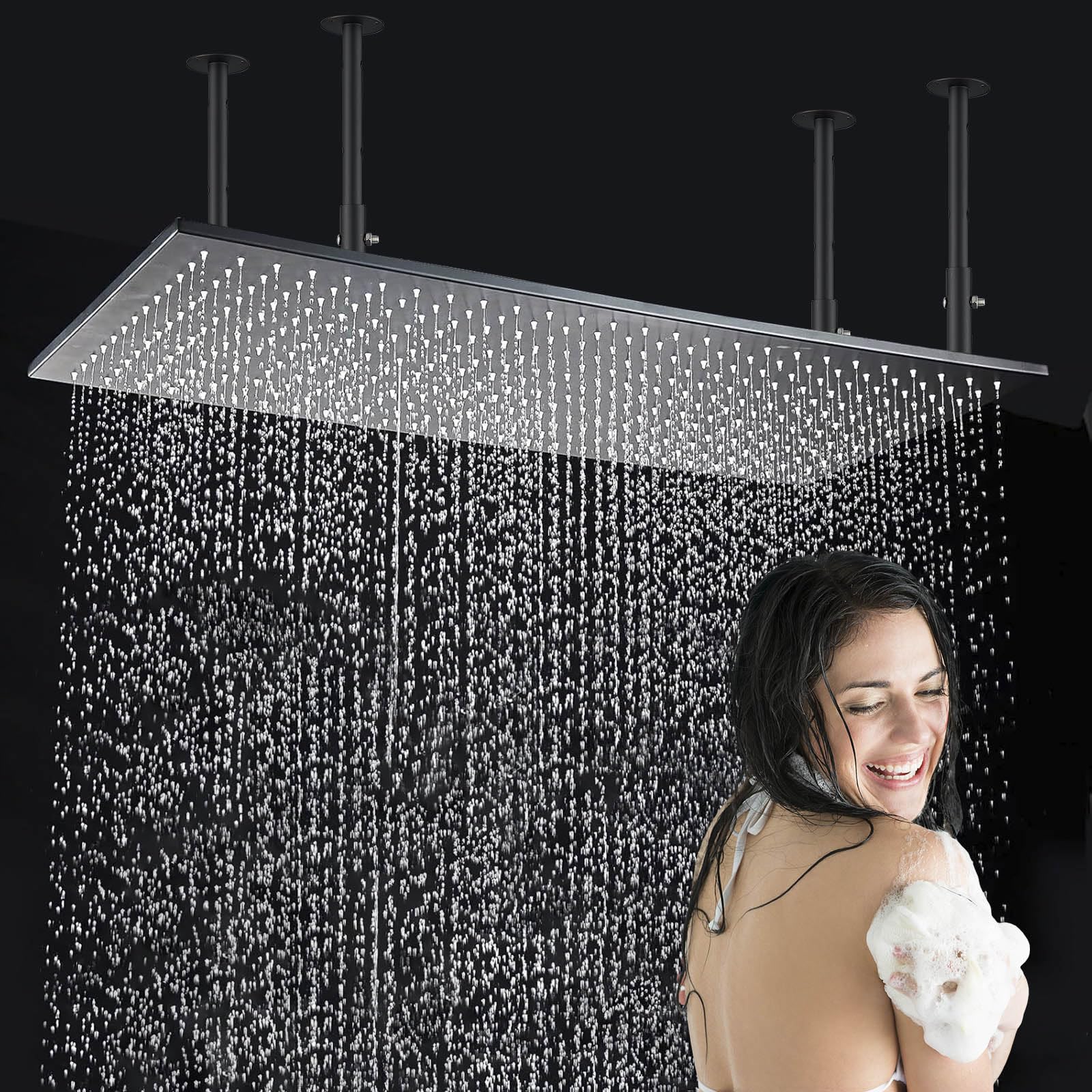 Photo 1 of Zovajonia Rainfall Shower Head 16"x32" Black Stainless Steel