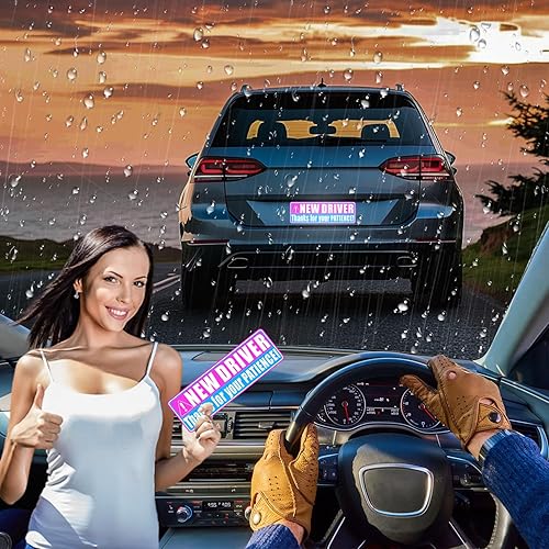 Miniatura 6 de Sukh Nuevo imán de conductor  divertido para estudiantes, advertencia de seguridad, novato, conductor, parachoques de automóvil, accesorios para