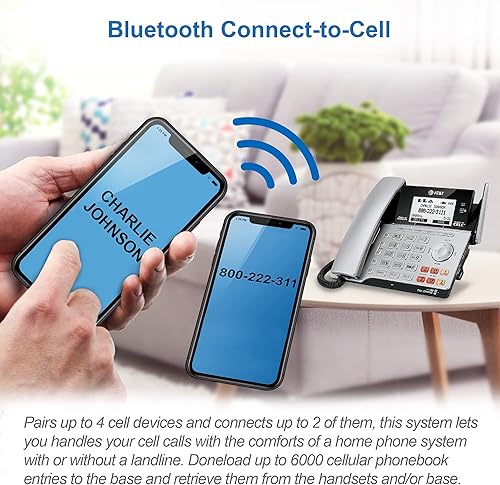 Miniatura 5 de Teléfono AT&T DECT 6.0 con identificador de llamadas y llamada en espera, Plateado/Negro