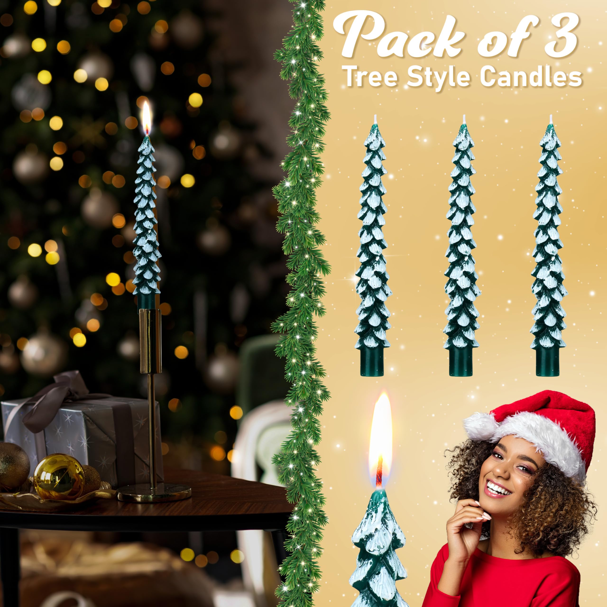 Bougies De Noël En Forme De Sapin – Cire De Soja, Vert, Set De 2, Décoration Fête & Cadeau - 11