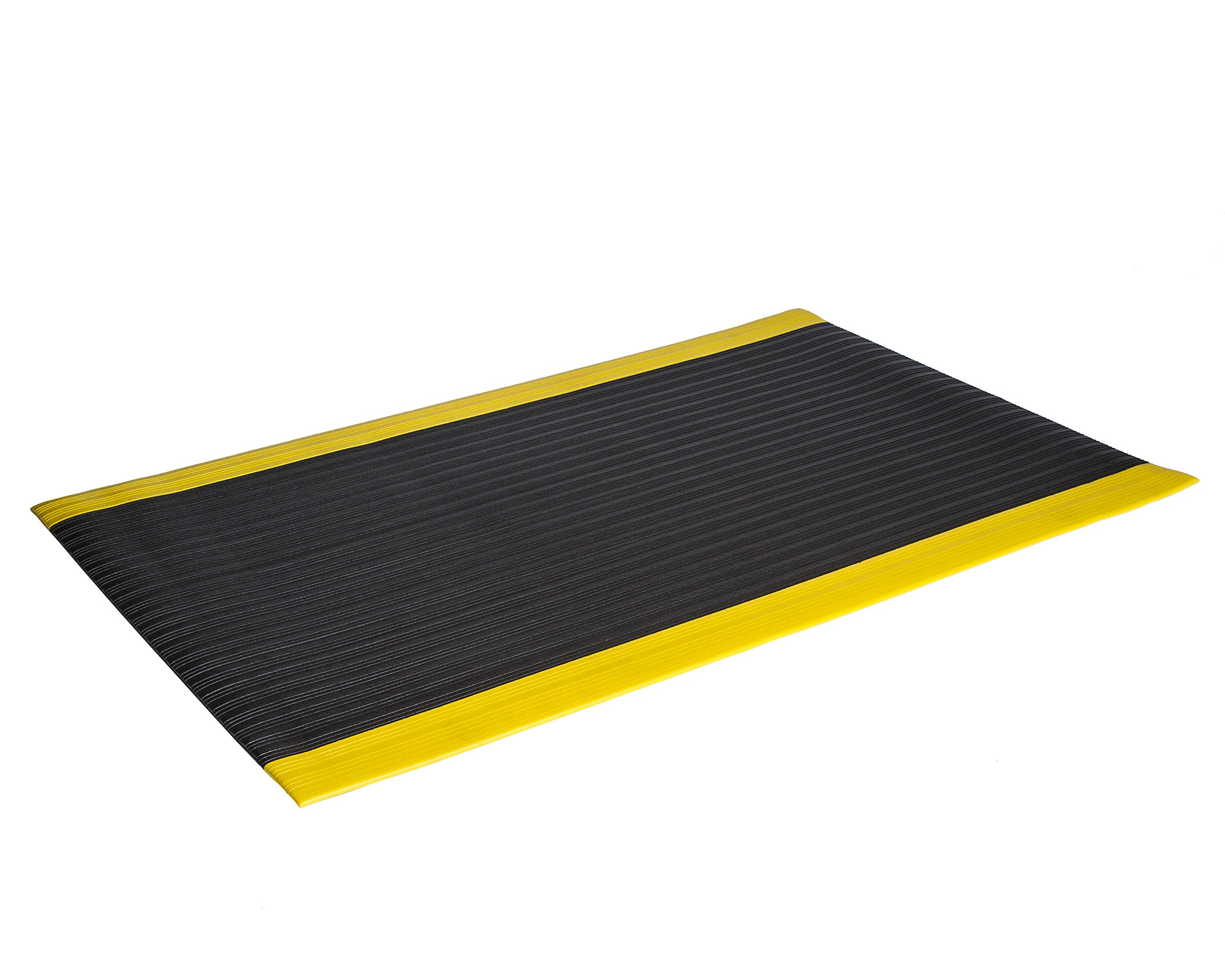 Crown Matting SER3836YB Safe-N-Easy Tuff-Spun 3/8" Rib-Surface, Comfortable and Durable, 36 X 720, 3' X 60', Black/Yellow