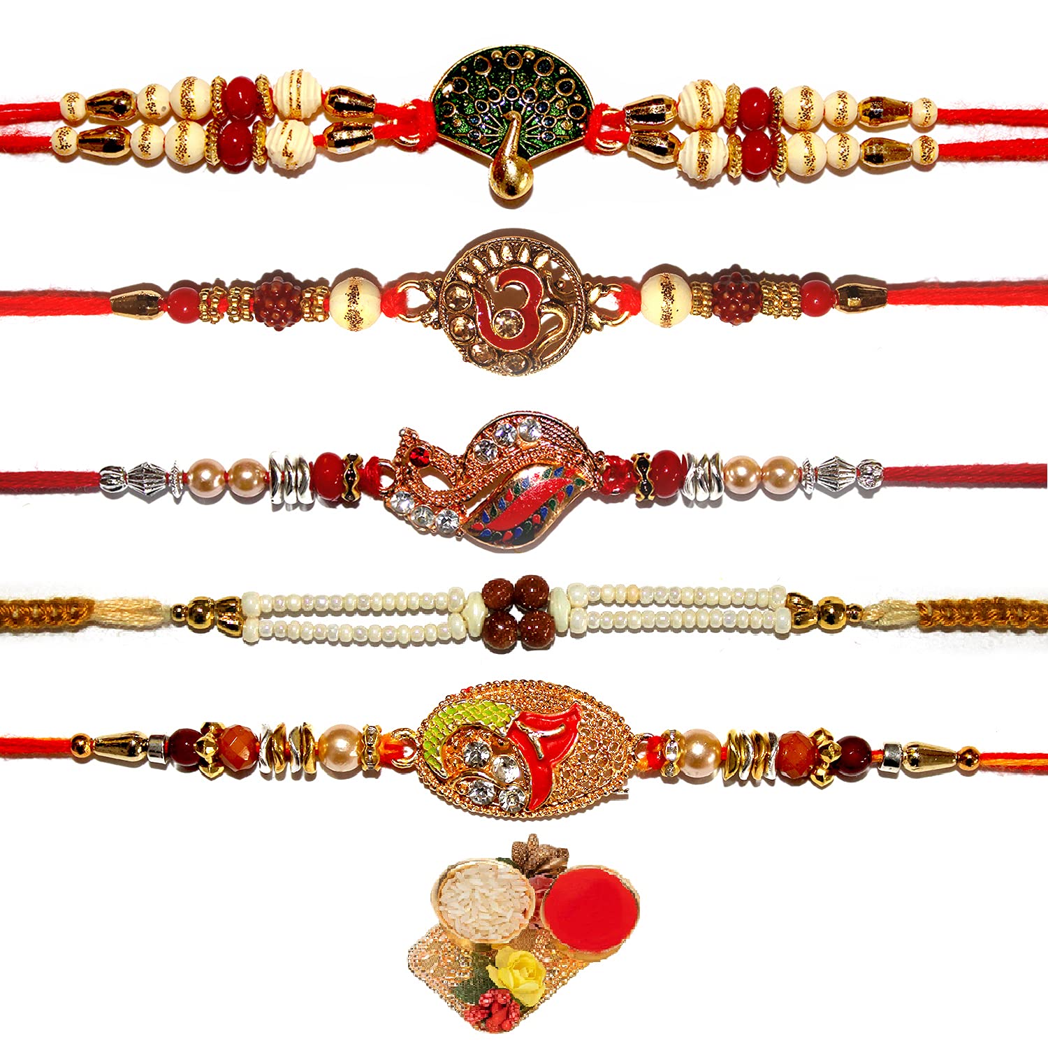 BANDHAN- Rakhi Combo for Brother, Rakhi for Bhaiyya/Bhai, Rakhi Pack of 5 with Rolo Tik| Gold Rakhi bracelet for Brother | Bro Rakhi | Stone Rakhi |Designer Rakhi | RB474 (B097Q4S1CM) Amazon Price History, Amazon Price Tracker