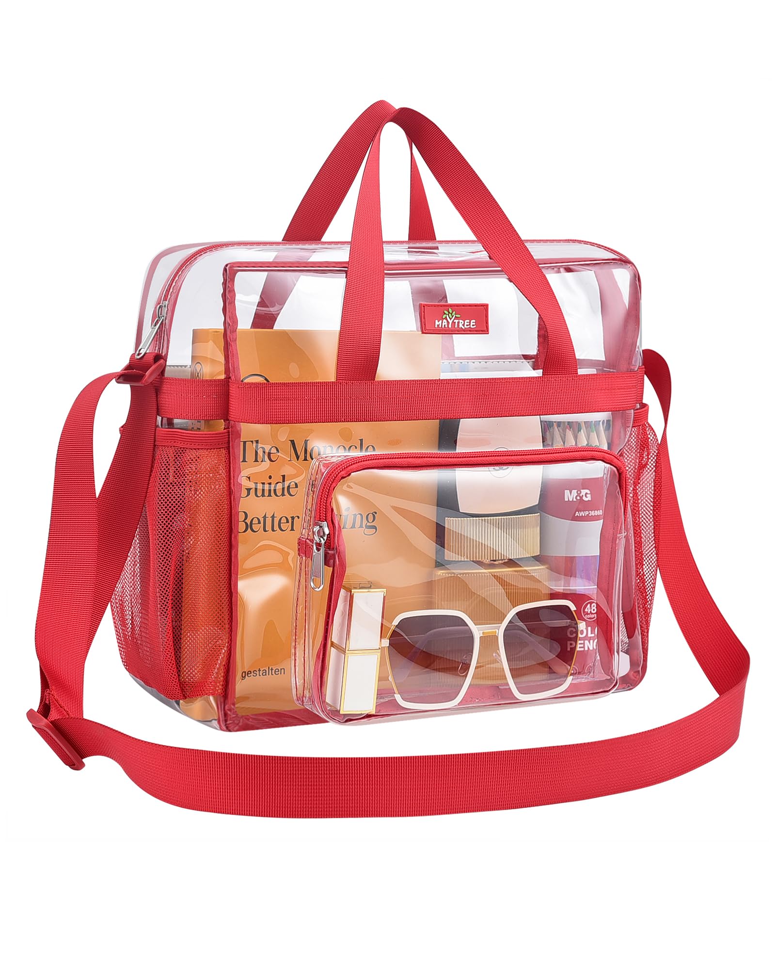 MAY TREE Clear Bag for Stadium Events, 12x5.5x12 Clear Tote Bag for Work