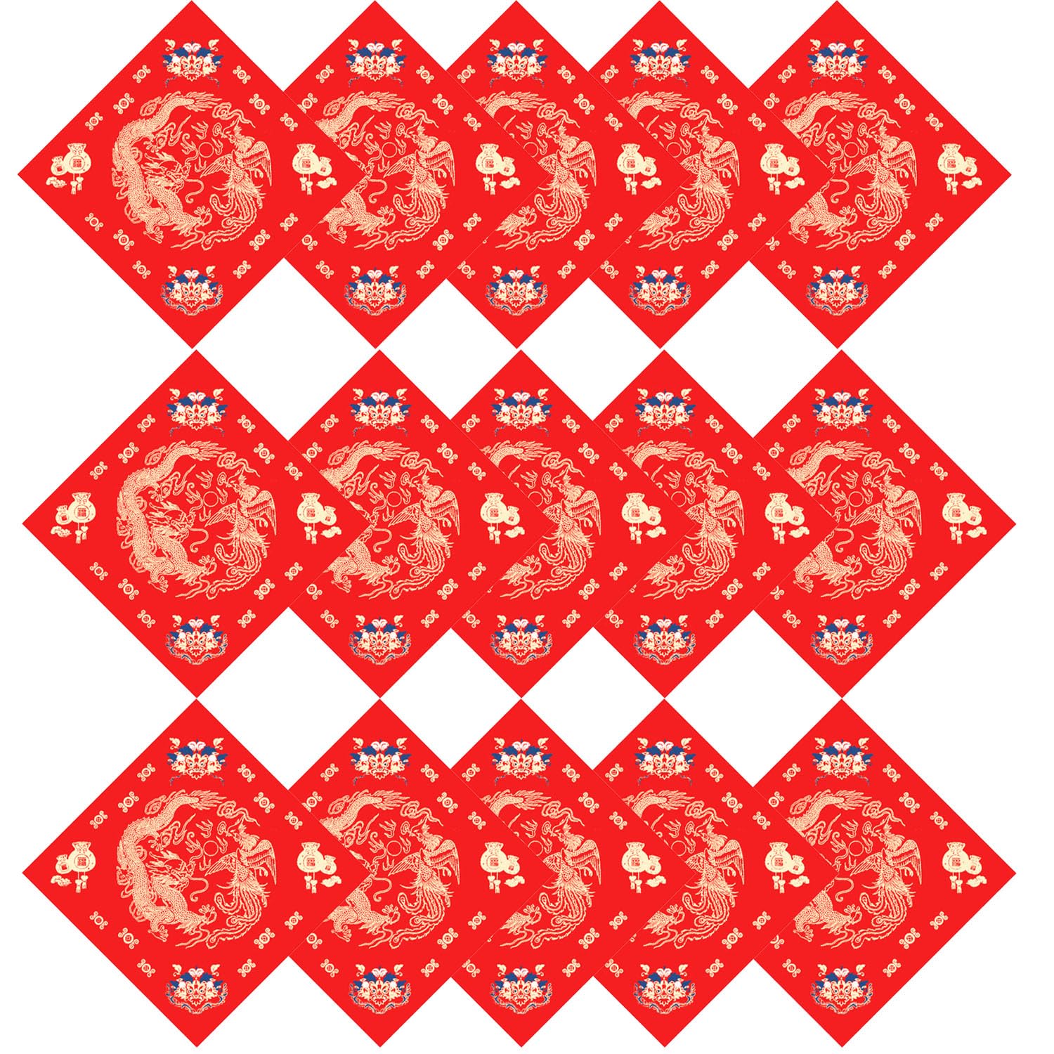 20 PCS Red Blank Fu Character Xuan Paper Red Dou Fang Square Fu Character Paper for Spring Festival Chinese New Year Decorations