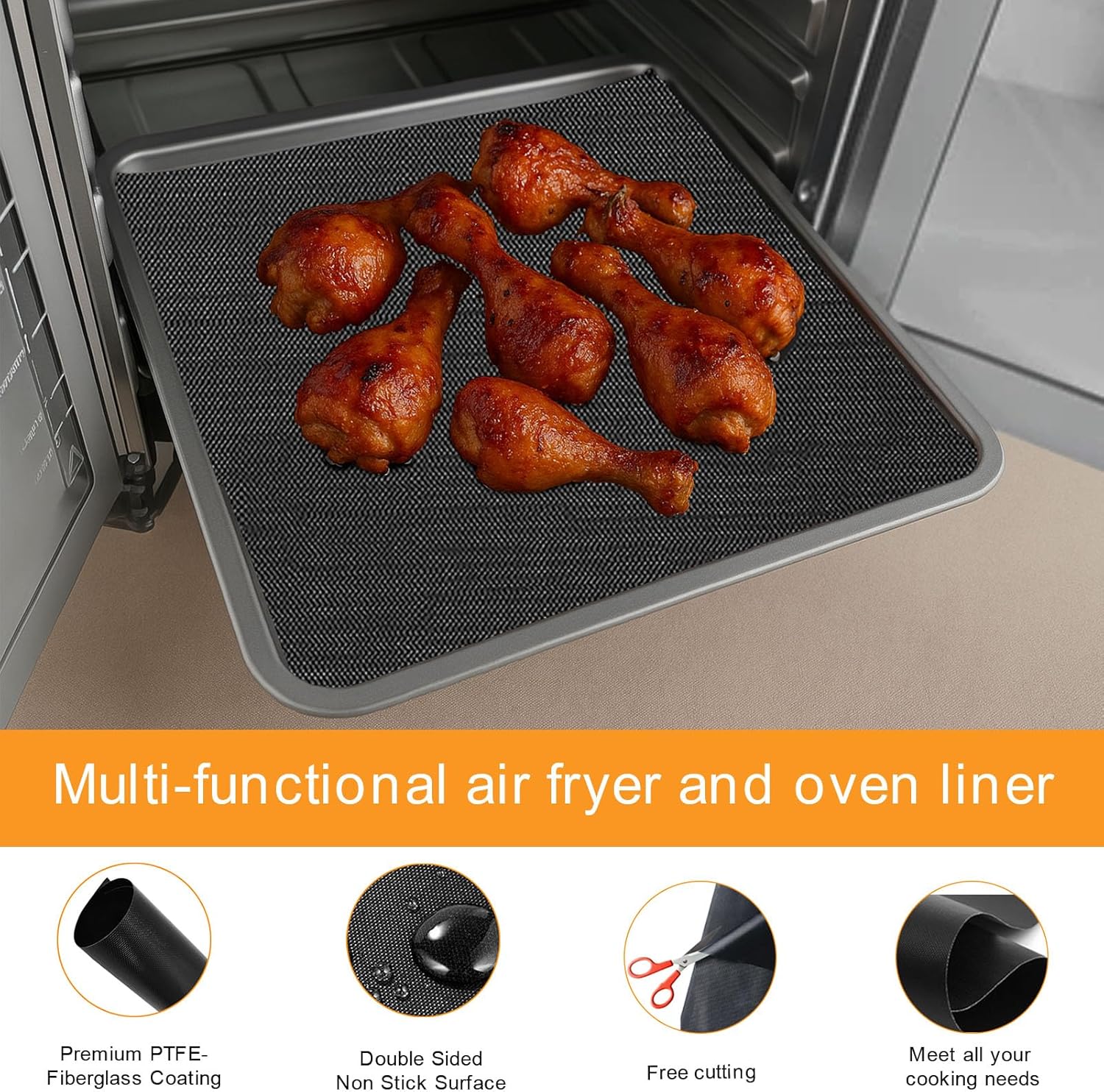 Air Fryer Replacement Tray Liners Set for Emeril Lagasse Everyday 360 26 QT Extra Large Air Fryer, 12.5''×11.5'' Steel Air Fryer Accessories Grill Pan Plate Replacement Parts Rack