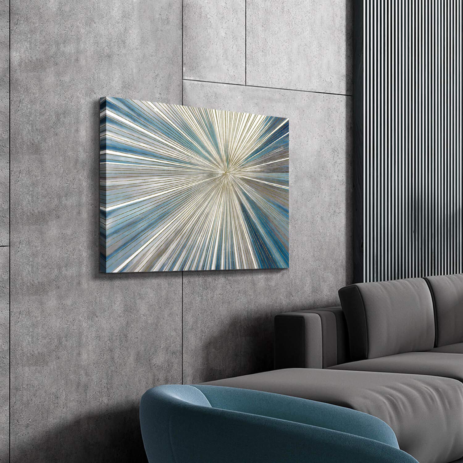 Amazon.co.jp: 抽象画 絵画 壁アート グレー&ブルーのアートワーク