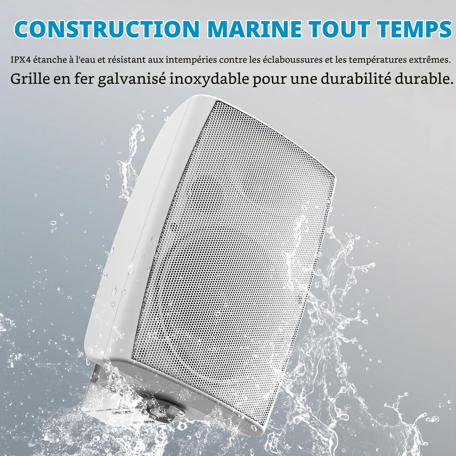 STUDIOFINIX Haut-parleurs d'extérieur passifs filaires, grande taille de montage mural (26,9 x 23,9 x 41,48 cm, 5,2 kg chacune), étanchéité IP44, toutes saisons, pour zones commerciales, arrière-cour
