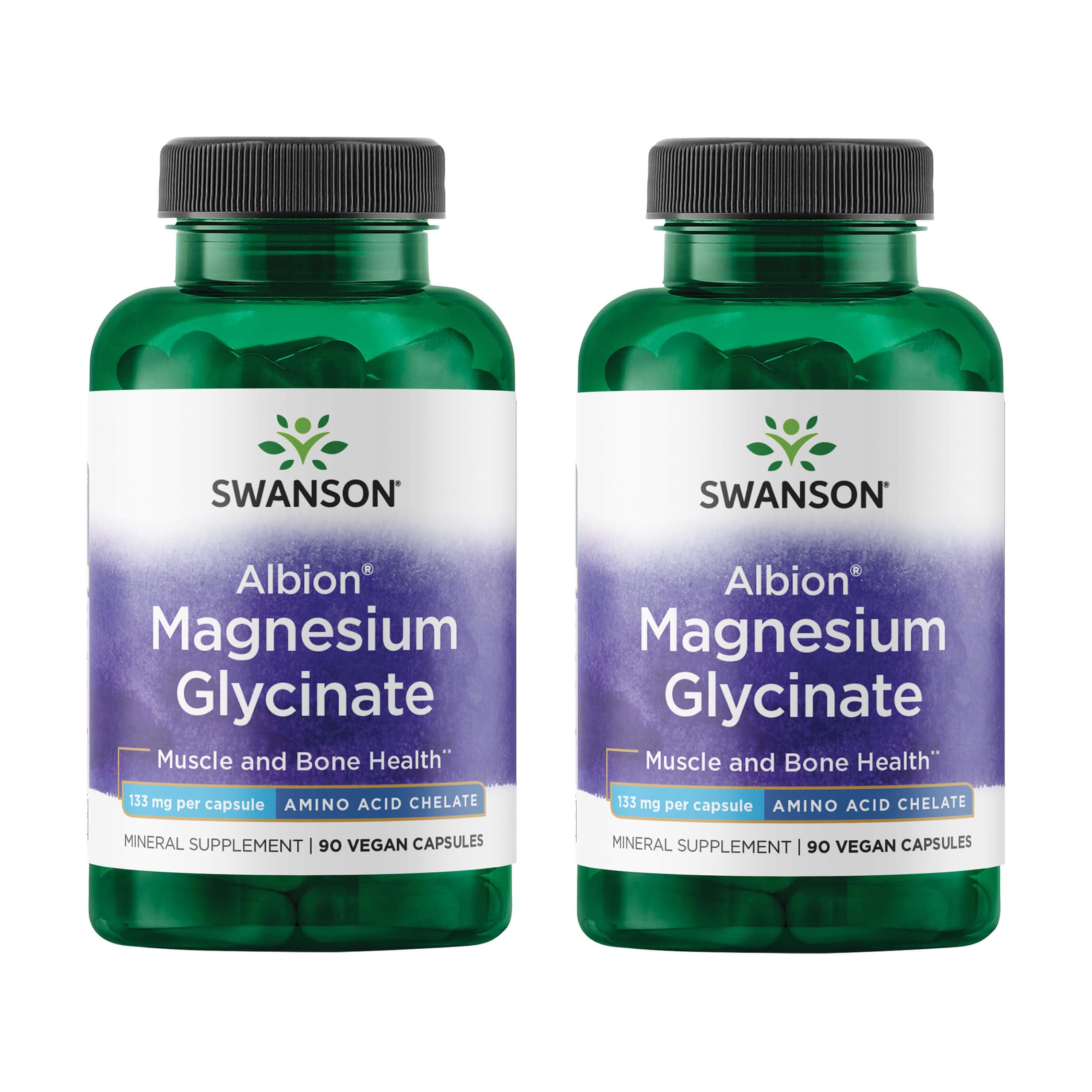 SwansonChelated Magnesium 133 Milligrams 90 Capsules (2 Pack)
