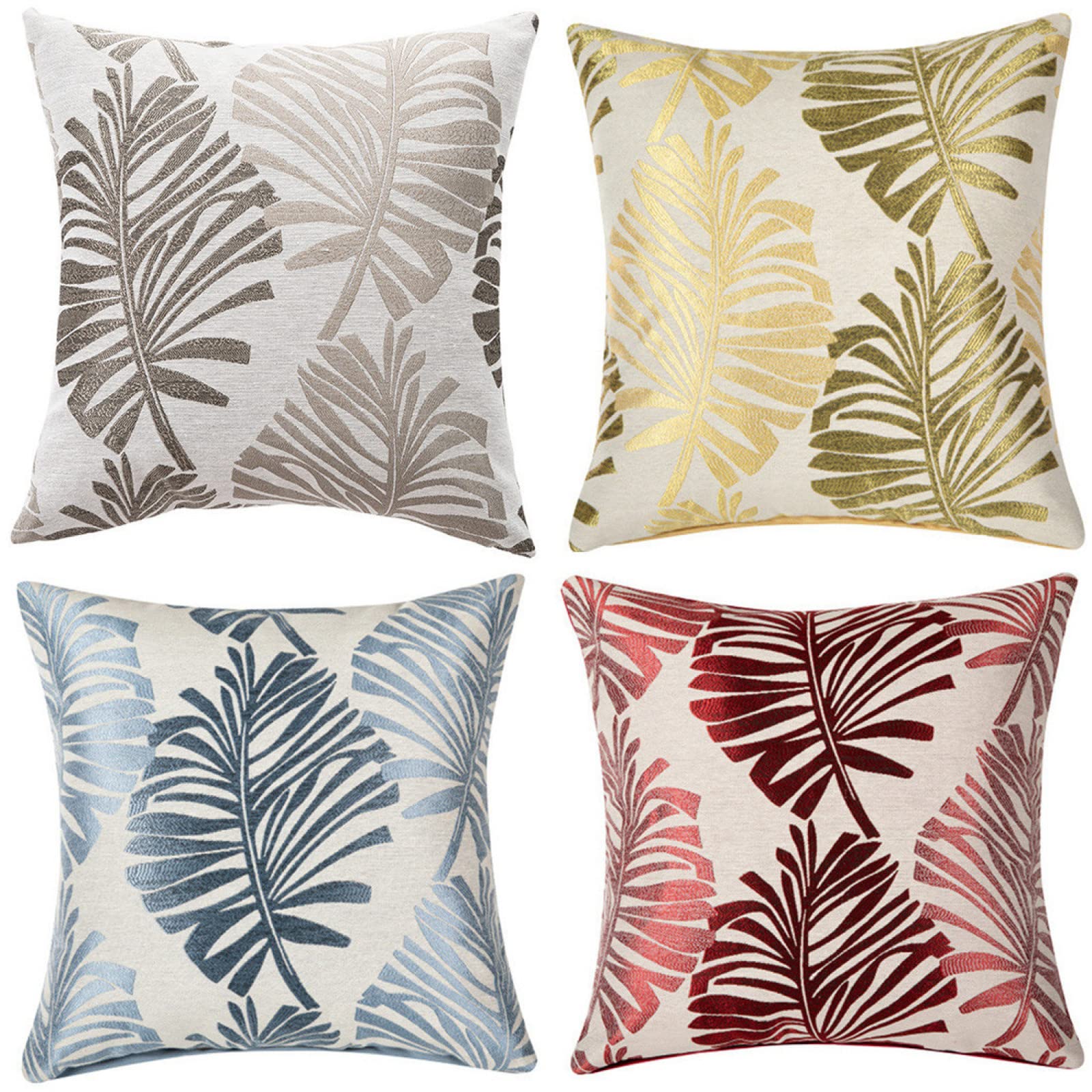 Housse de coussin 65x65cm lot de 4 taies d'oreiller lin double face
