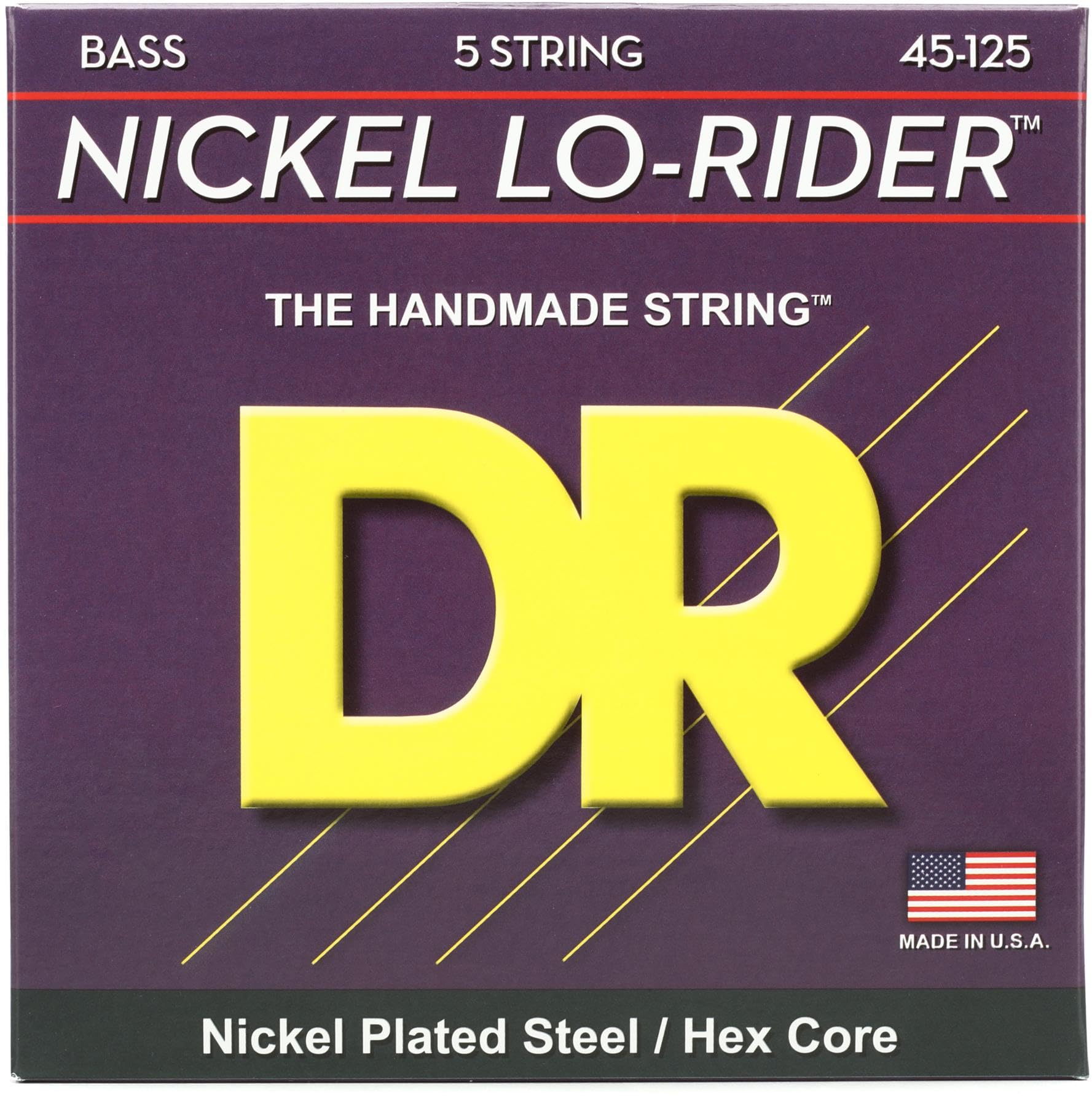 DR Strings NICKEL LO-RIDER™ - Nickel Plated Bass Strings: 5-String Medium 45-125