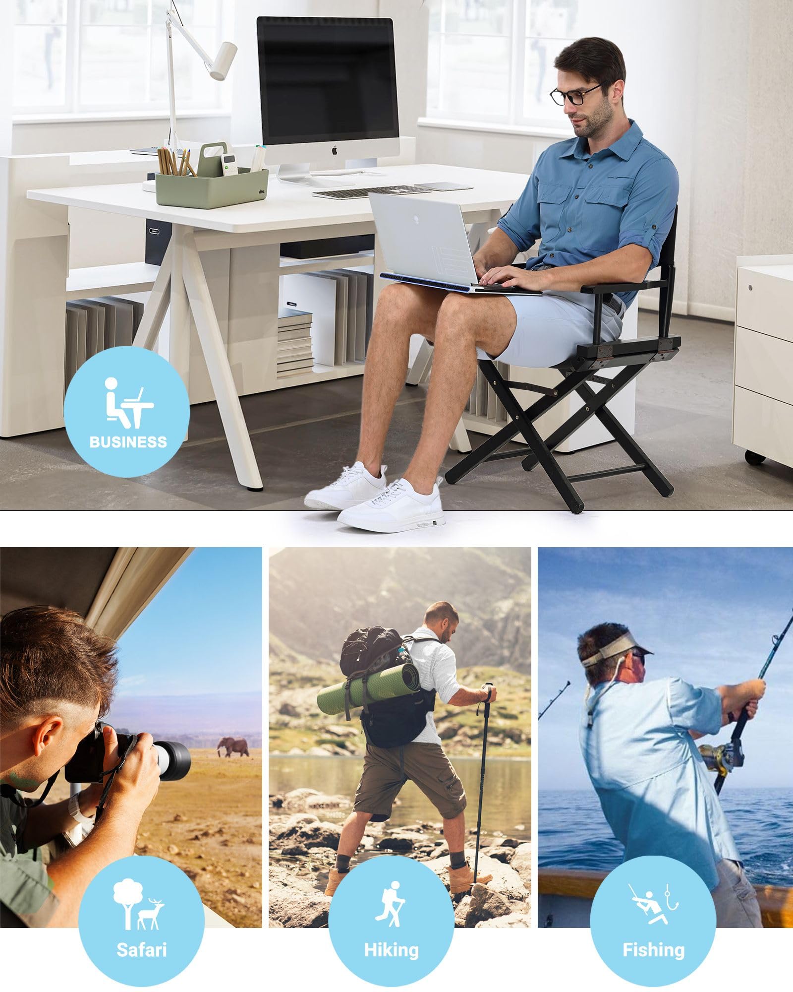 Outdoor Ventures Herren Langarm Funktionshemd Schnelltrocknend Atmungsaktiv mit Taschen für Wandern Camping Reisen