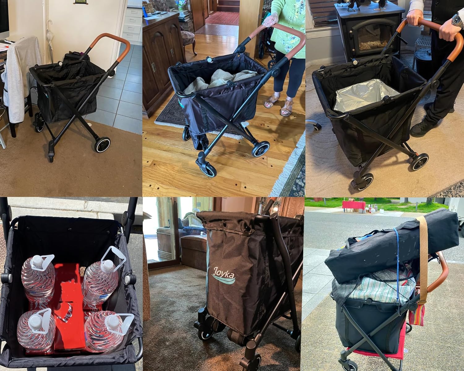 Foldable Shopping Cart 85 Liters Grocery Cart with Cooler Bag Utility Cart Shopping Trolleys with Larger Capacity Rolling Front Swivel Wheels Adjustable for Office Picnic Groceries Laundry
