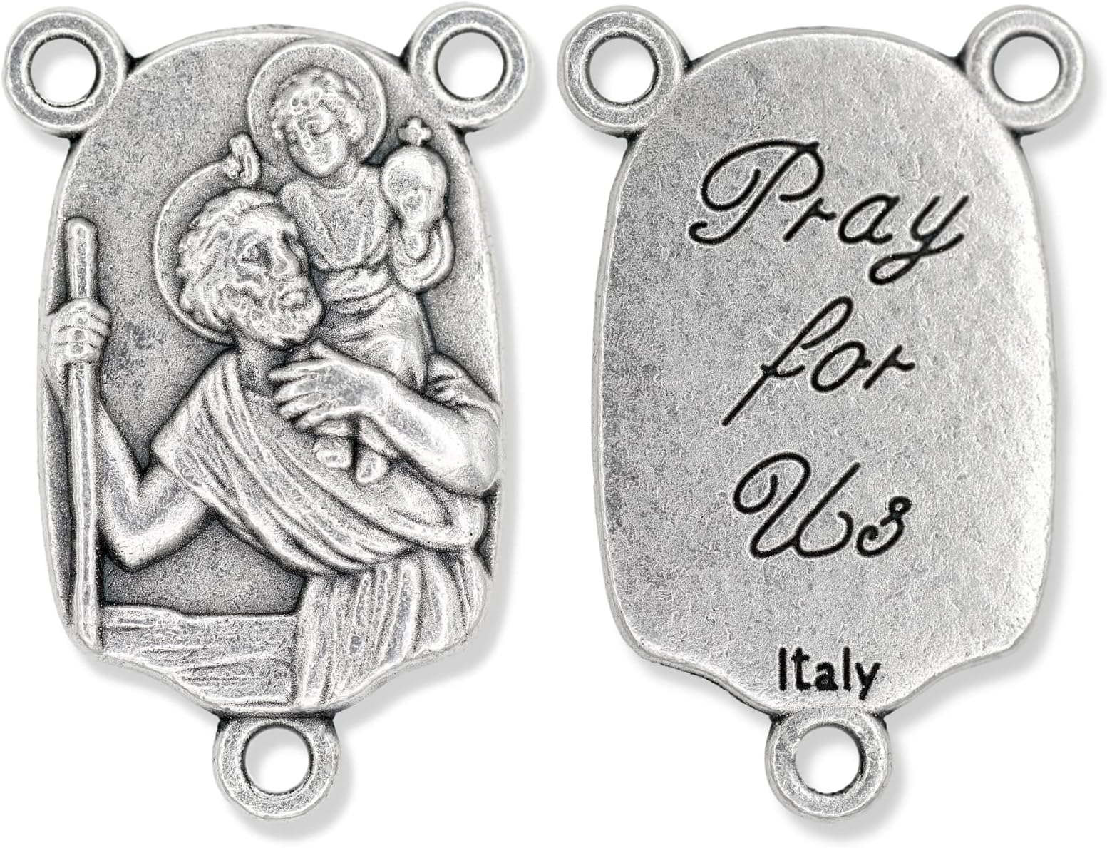 Caritas et Fides Gifts Catholic, Inc. LOT of 5 - Rosary Center St St. Saint Christopher Pray for Us Centerpiece for Rosary 1" Center