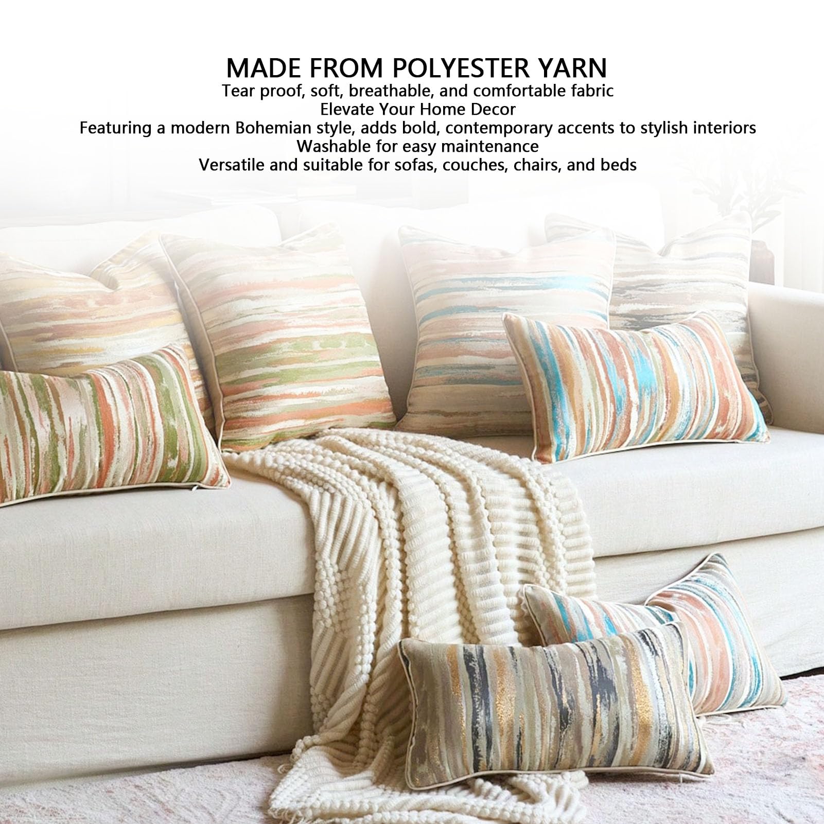 Federe Decorative per Cuscini per Divano in Morbido Tessuto Boho Elegance, Set di 4 per Divano, Poltrona Letto, Oro (50,8x50,8 cm/20x20 pollici)