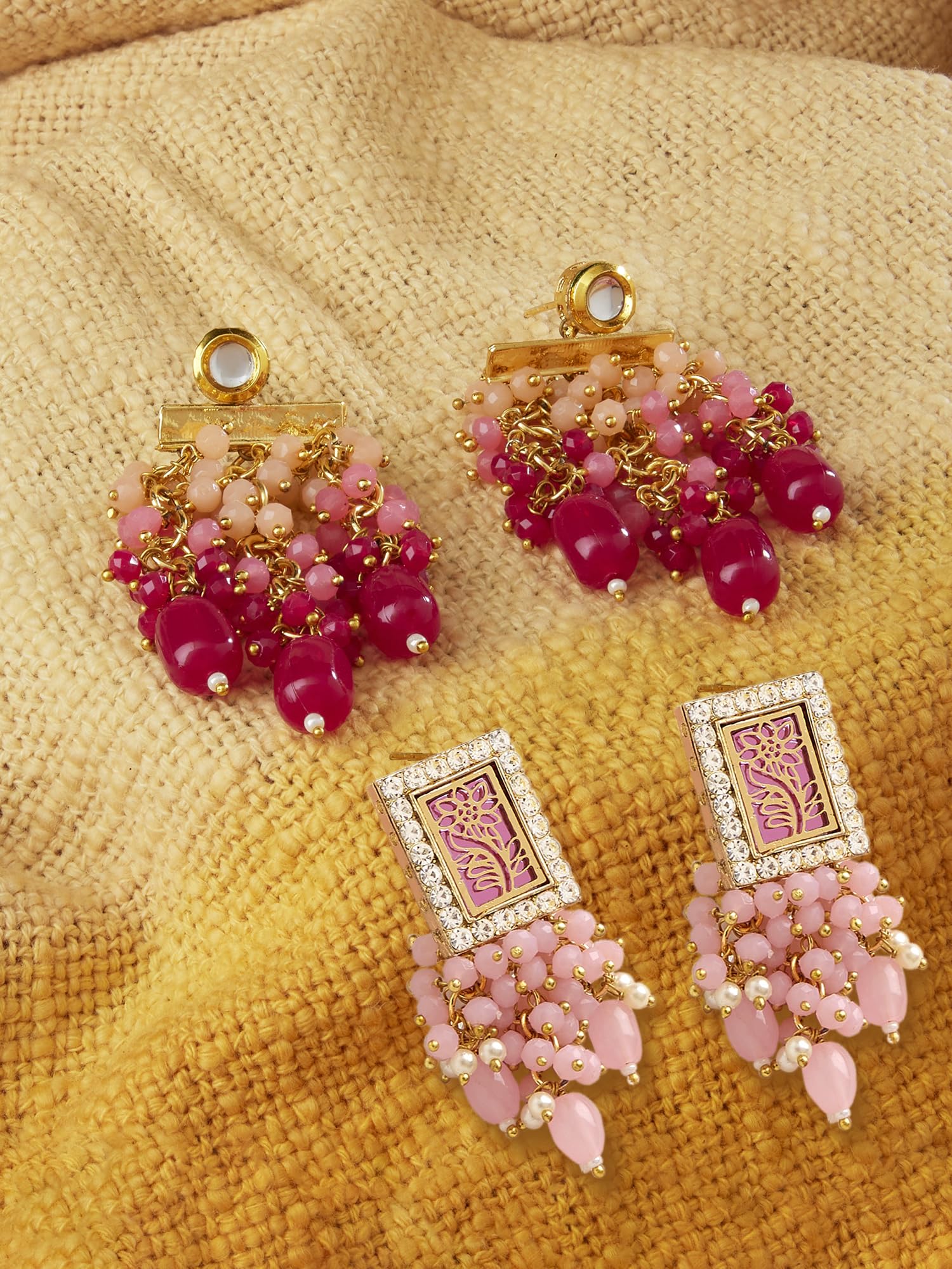 Traditional Drop Earrings with Clustered Beads