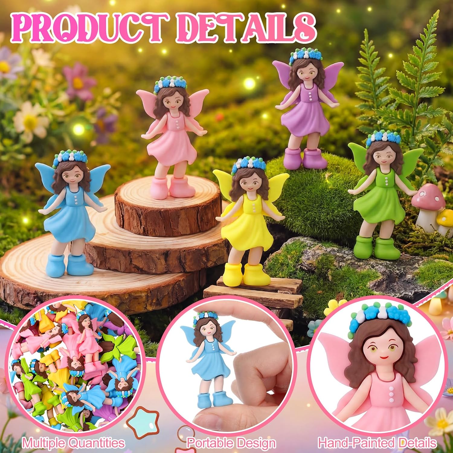 Chunful 25 Pcs Mini Fairy Figurines Bulk Miniatures Garden Party,Classic | Fairies State, Small Fairy Accessories Ornament, Outdoor Yard Garden Flower Pot, Birthday Cake Topper Car Gift, Hide and Seek