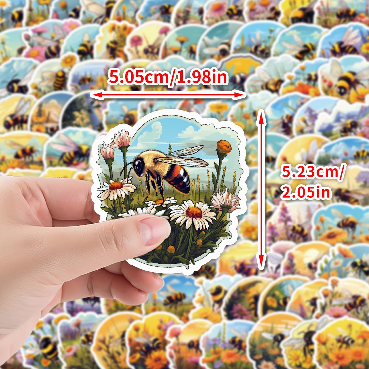 Bee Stickers for Laptop (100 PCS),Gift for Children Teens Adults Girl Boys,Waterproof Stickers for Water Bottle,Honeybee Vinyl Stickers for Scrapbook,Skateboard,Bike,Phone,Dairy - Image 3