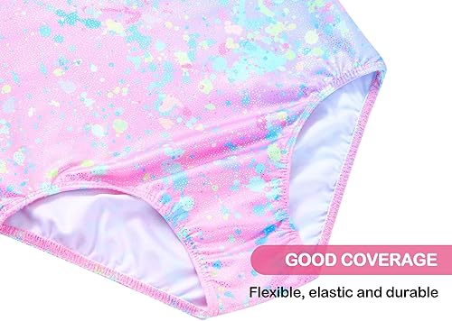 Miniatura 5 de Domusgo Leotardos de gimnasia para niñas, trajes de un solo pieza brillantes para hacer tumbling