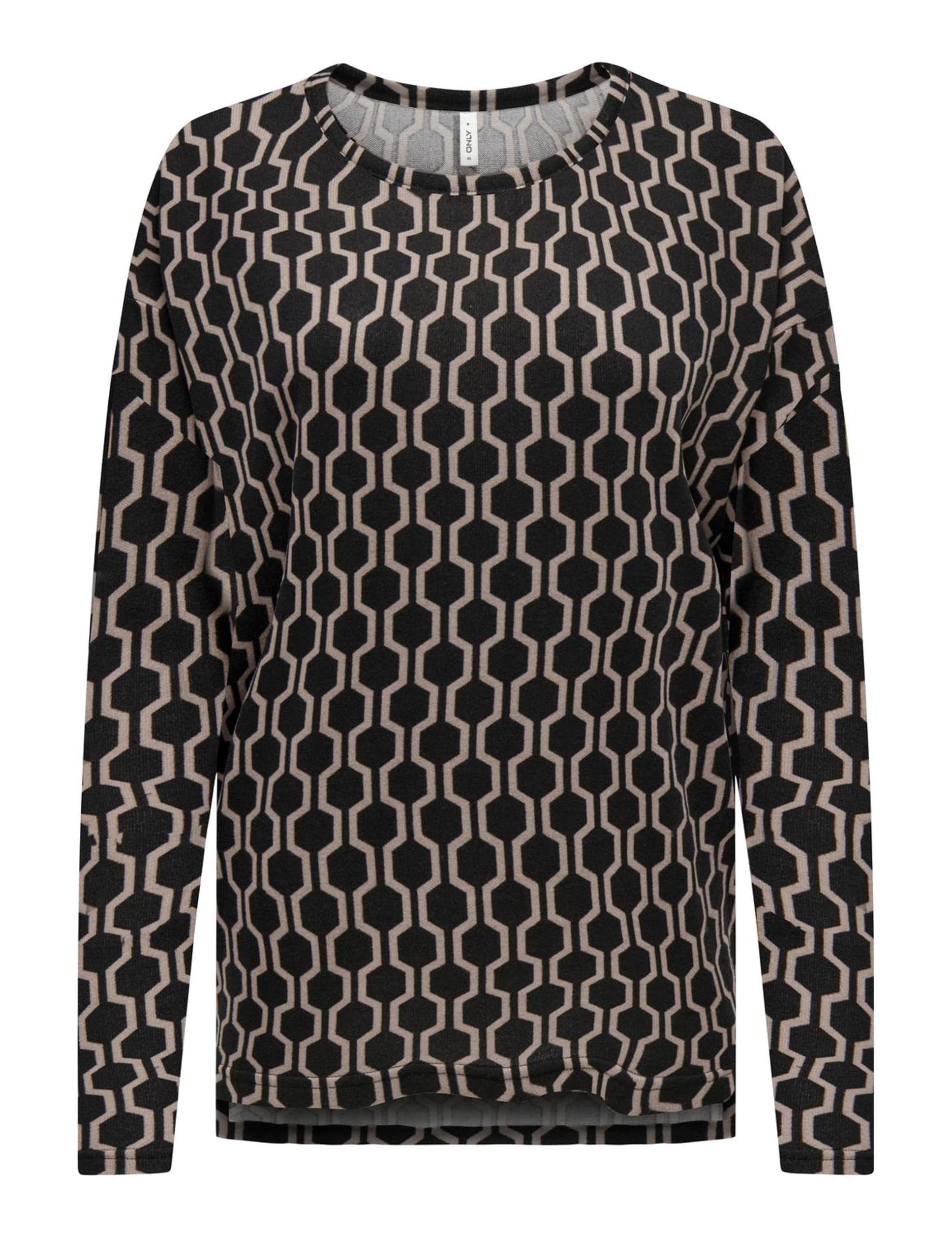 ONLY Women's Onlana L/S AOP CC JRS Top, Black/AOP: Beige Link, S
