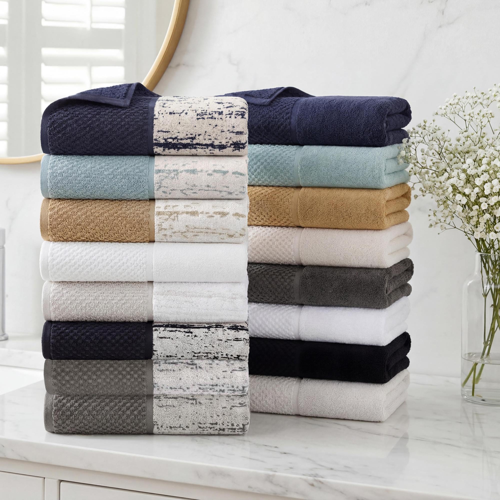 Superior Set di 3 asciugamani in cotone, asciugatura rapida, essenziali per il bagno, doccia, spa, morbidi asciugamani assorbenti, include 1 bagno, 1 mano, 1 asciugamano/asciugamano, collezione Lodie,