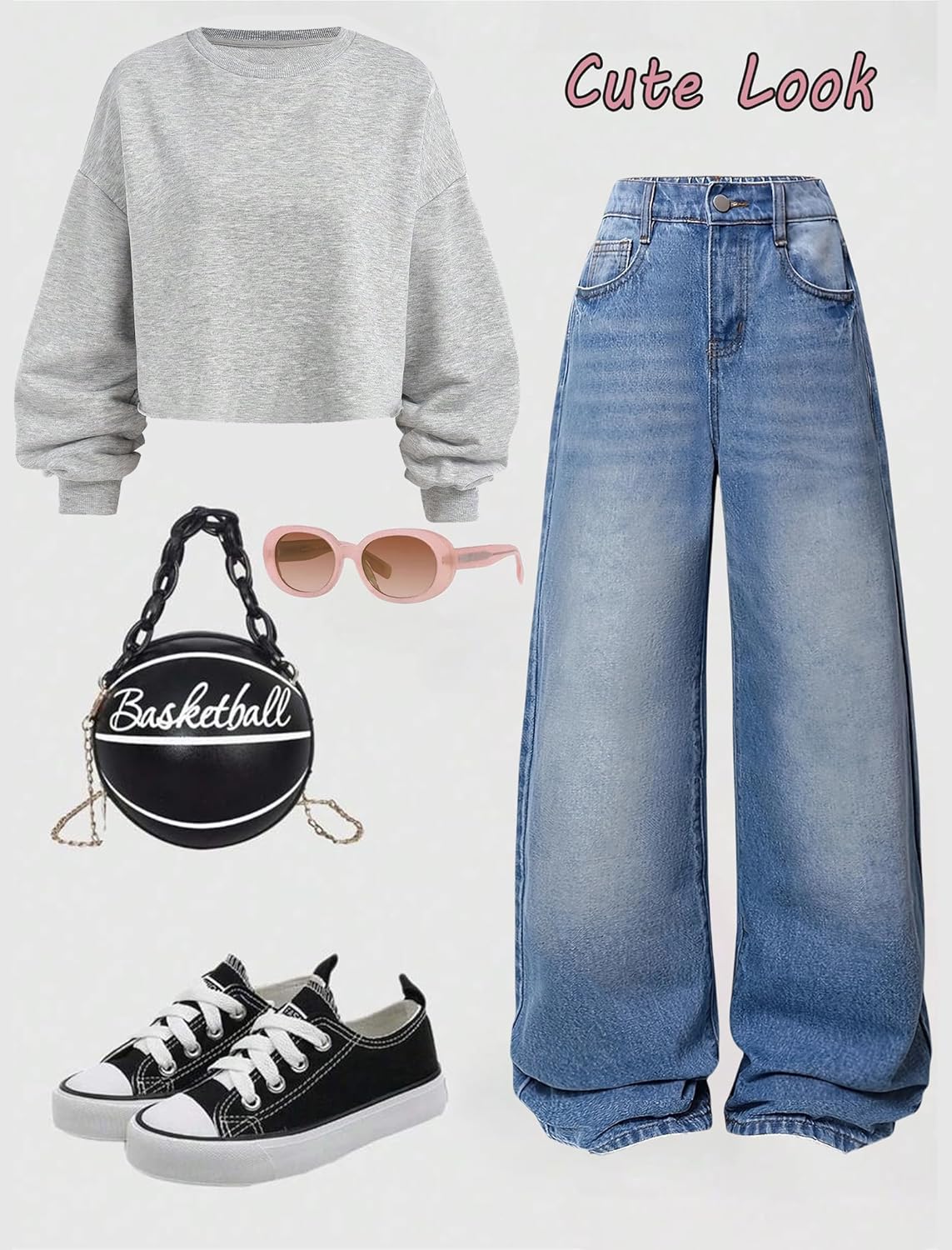 Jeans for Girls Baggy Wide Leg Cute Bow High Elastic Waisted Denim Pants Y2K Boyfriend Skater Streetwear 7-14Y - Image 5