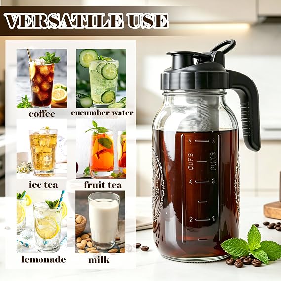 Cold Brew Coffee Maker 64oz Iced Coffee Maker with Stainless Steel Filter