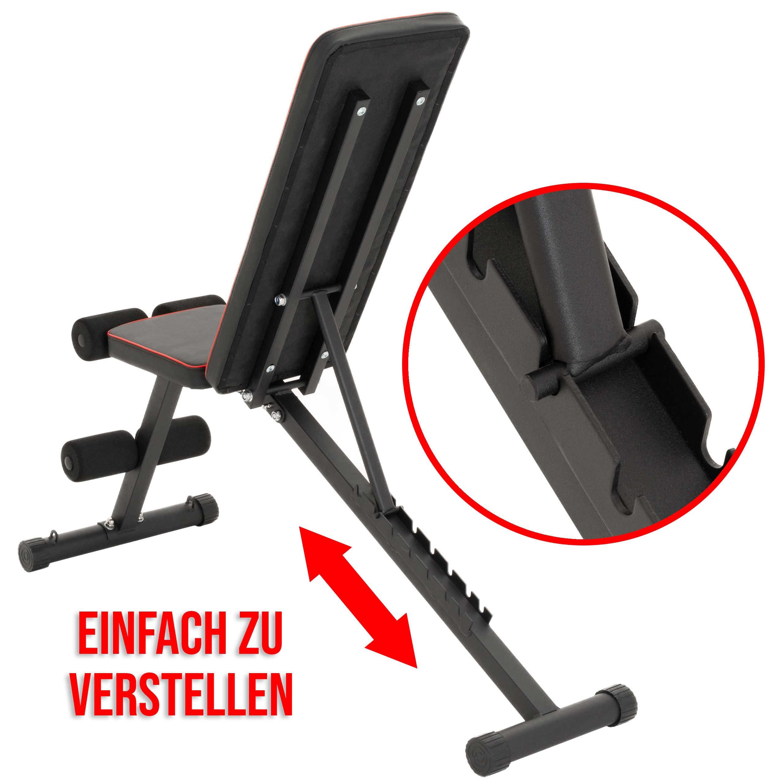 Fitnessbank Hantelbank klappbar Multifunktion Training Bauchtrainer Schrägbank mit 7-fach verstellbarer Rückenlehne, mit Expander Belastung 300kg, Sit Up