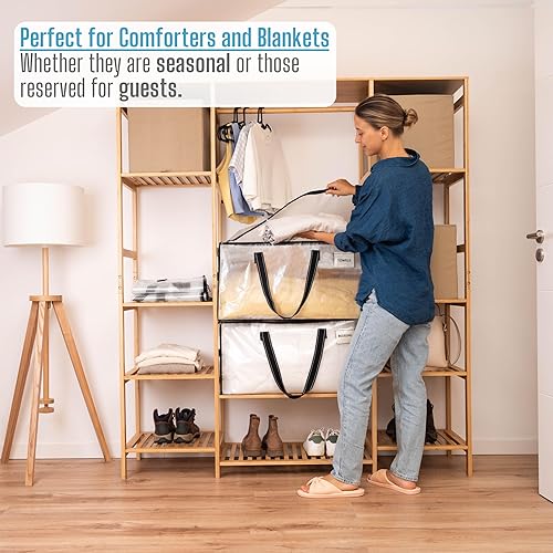 Miniatura 4 de VENO Paquete de 4 bolsas de mudanza grandes y resistentes artículos esenciales para dormitorio universitario, organizador de almacenamiento de ropa,