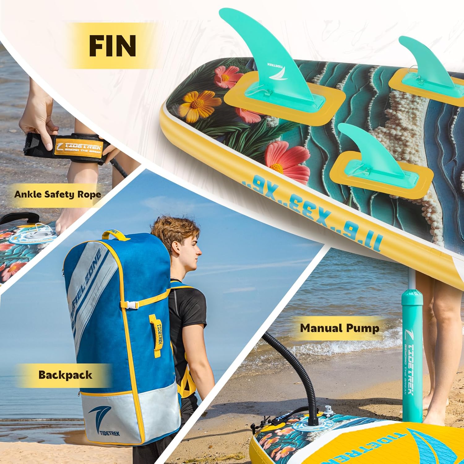 11'/11'6" x 33"/34" x 6" Inflatable SUP Paddle Board – Extra-Wide, Stable Stand Up Paddle Board with Premium Full Accessory Set for Adults & Youth
