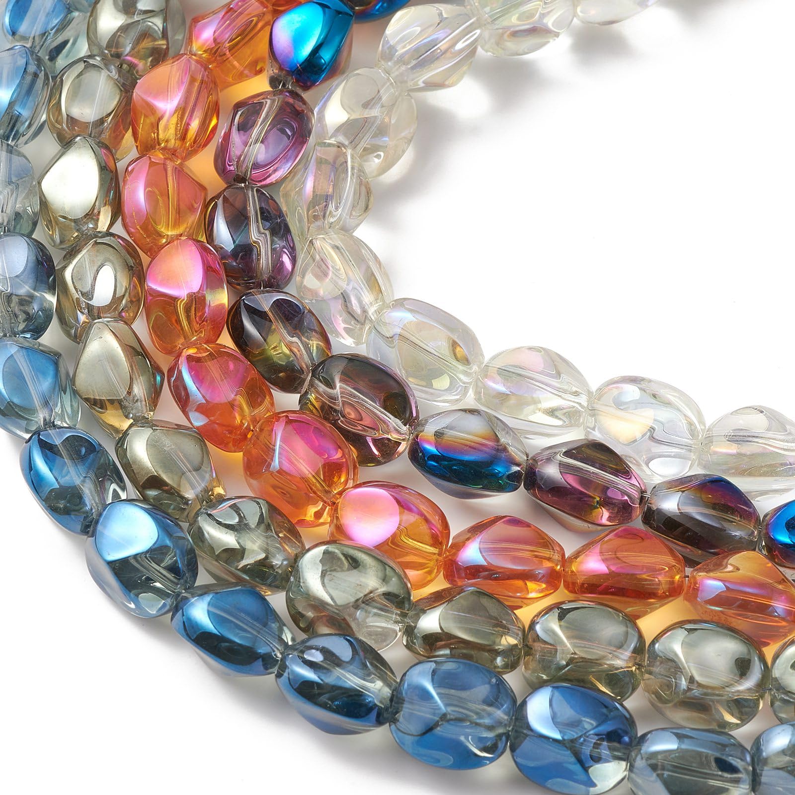 UR URLIFEHALL 250Pcs Colorful Oval Glass Healing Beads Strands Electroplate Glass Beads Rice Spacer Beads for Jewelry DIY Findings Accessories