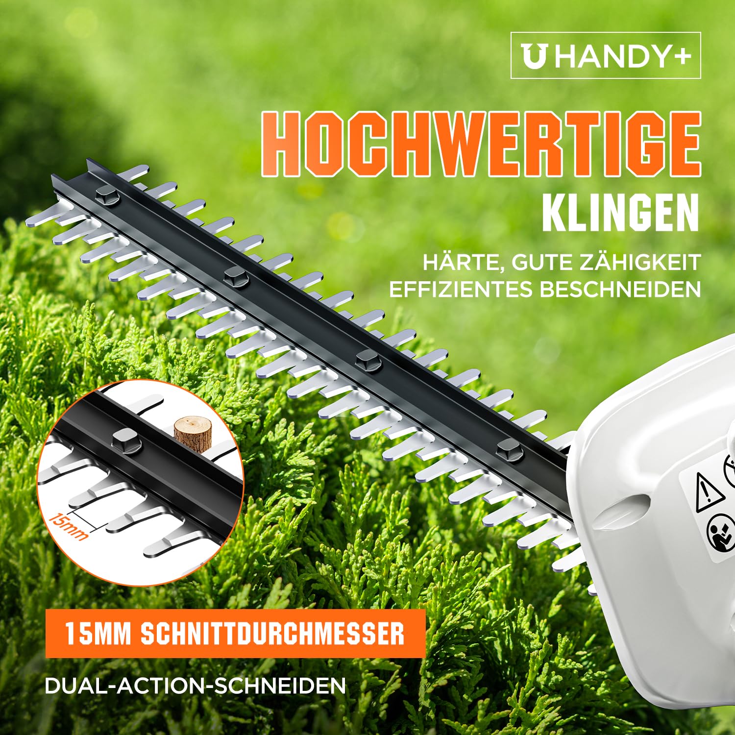 Litheli Akumulatorowe nożyce do żywopłotu 20 V z akumulatorem 2,0 Ah, Hedge Trimmer z akumulatorem 2,0 Ah. Ergonomiczny uchwyt, długość 45 cm do łatwego przycinania, lekkość cięcia