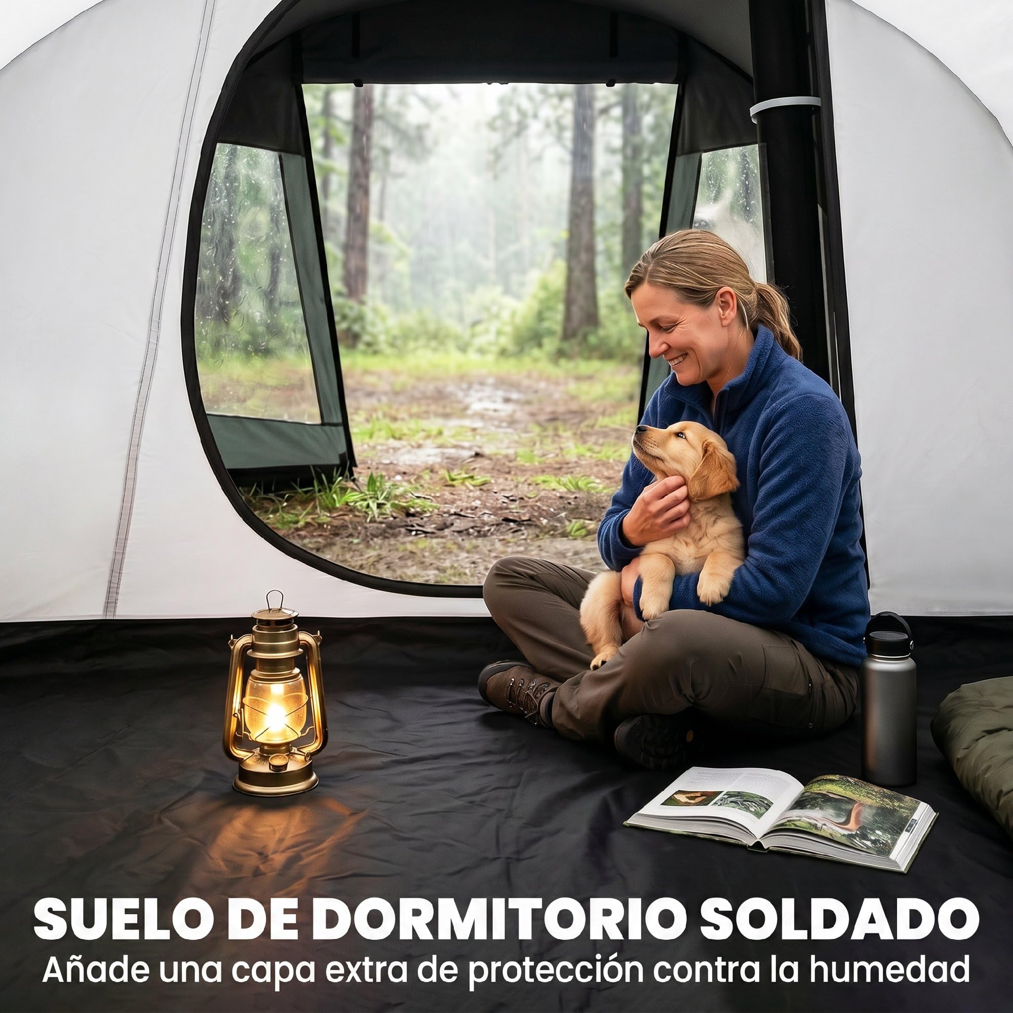 Outsunny Tienda de Campaña de Túnel Tienda Camping para 3 Personas Impermeable PU2000 mm Protección UV30+ con Ventanas y Bolsa de Transporte para Trekking Camping Playa Aventura 475x264x172 cm Verde