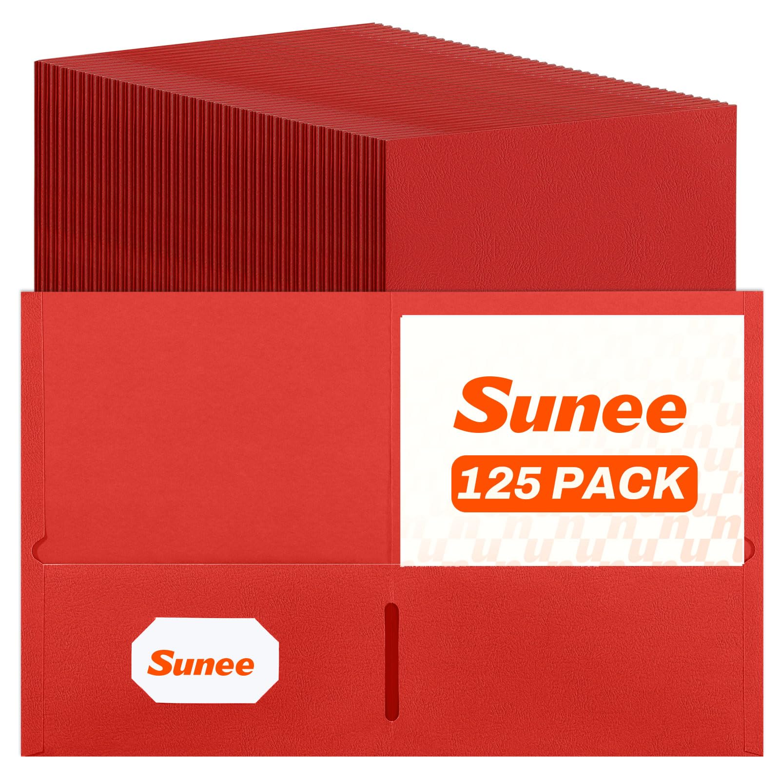SUNEE Carpetas con bolsillos (paquete de 125, rojo), carpetas de 2 bolsillos para papel de tamaño carta, carpeta de archivos de papel para escuela, oficina, hogar, negocios
