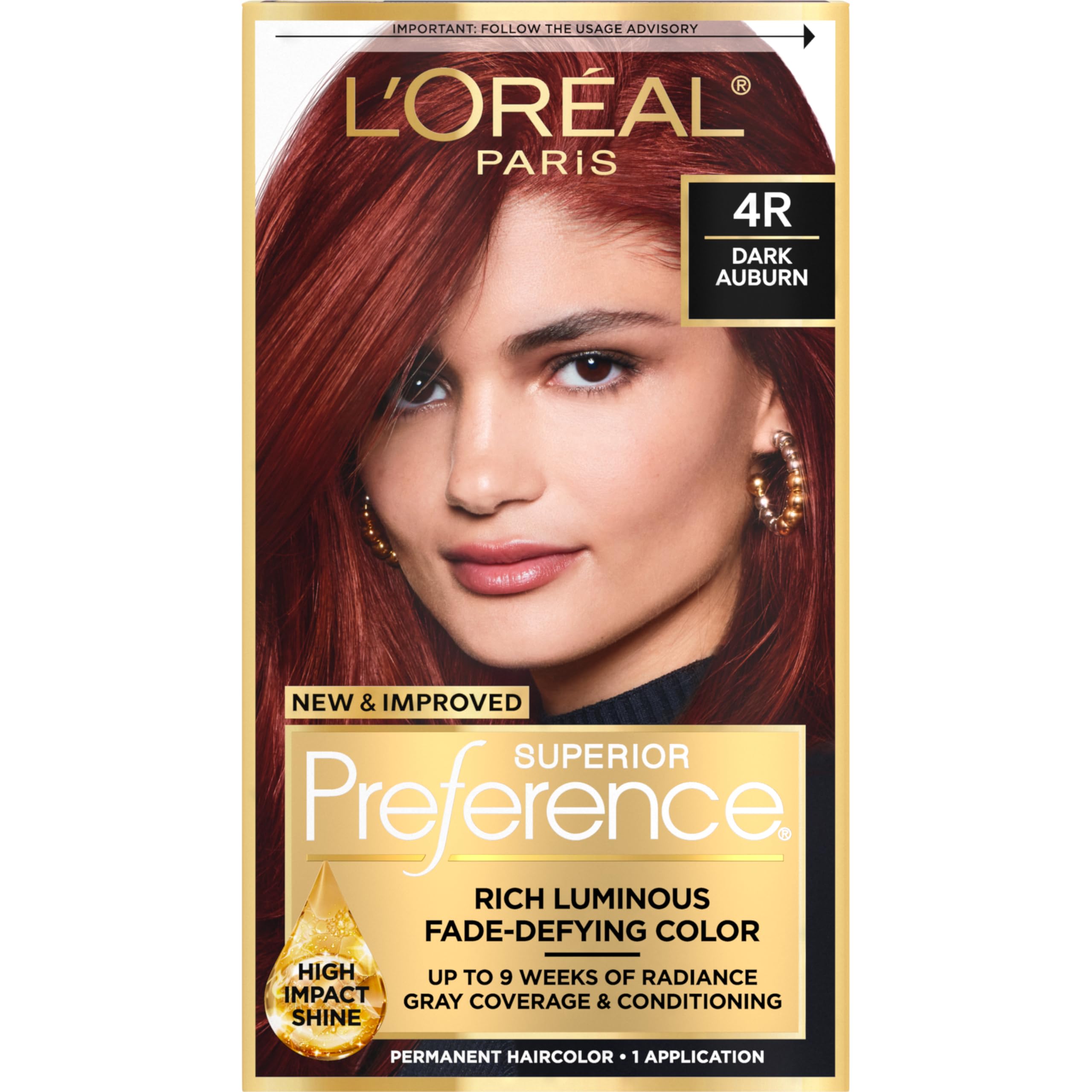 Superior Preference Fade-Defying + Shine Permanent Hair Color, 4R Dark Auburn, Pack of 1, Hair Dye