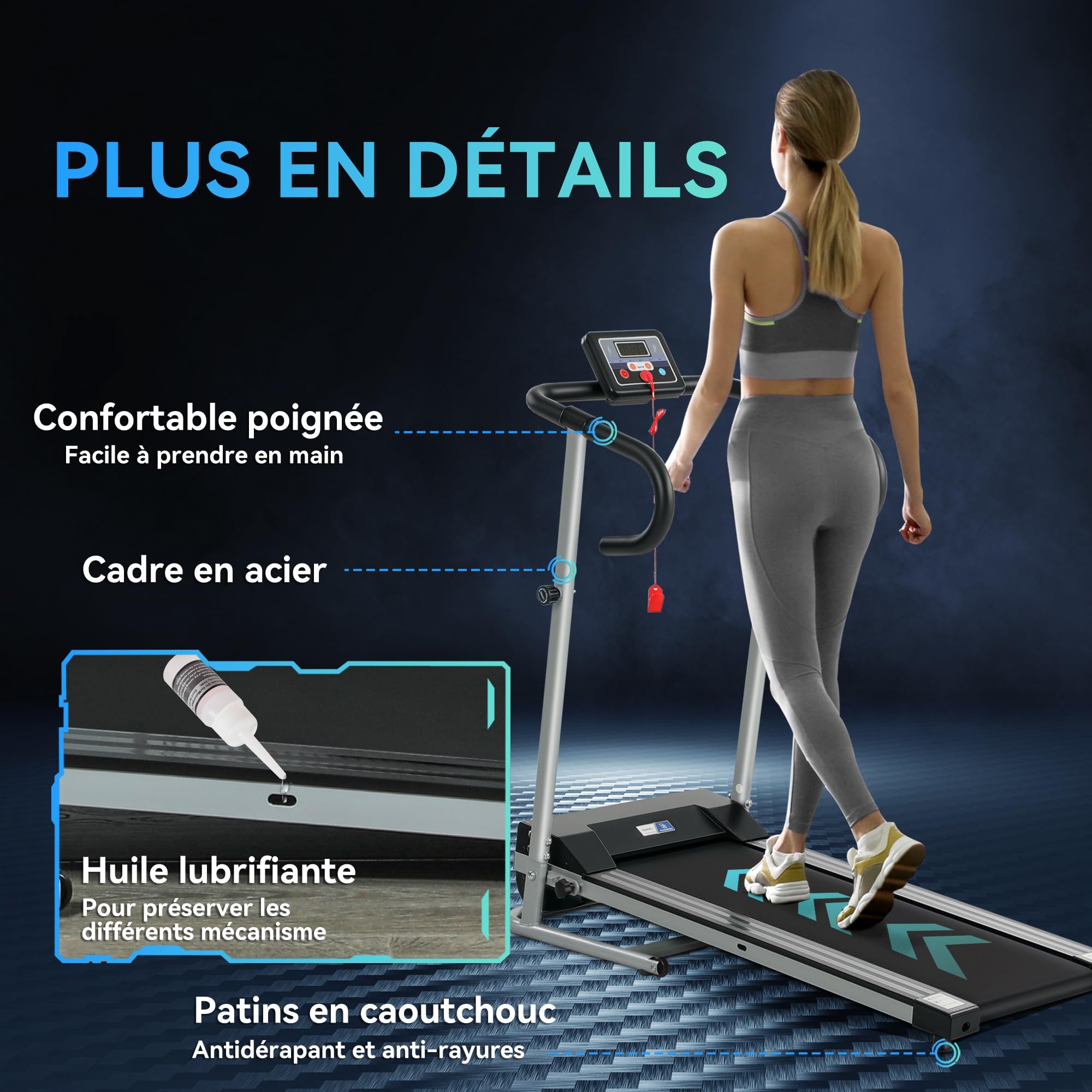 HOMCOM Tapis de Course Électrique Pliable 1 à 10 Km/h
