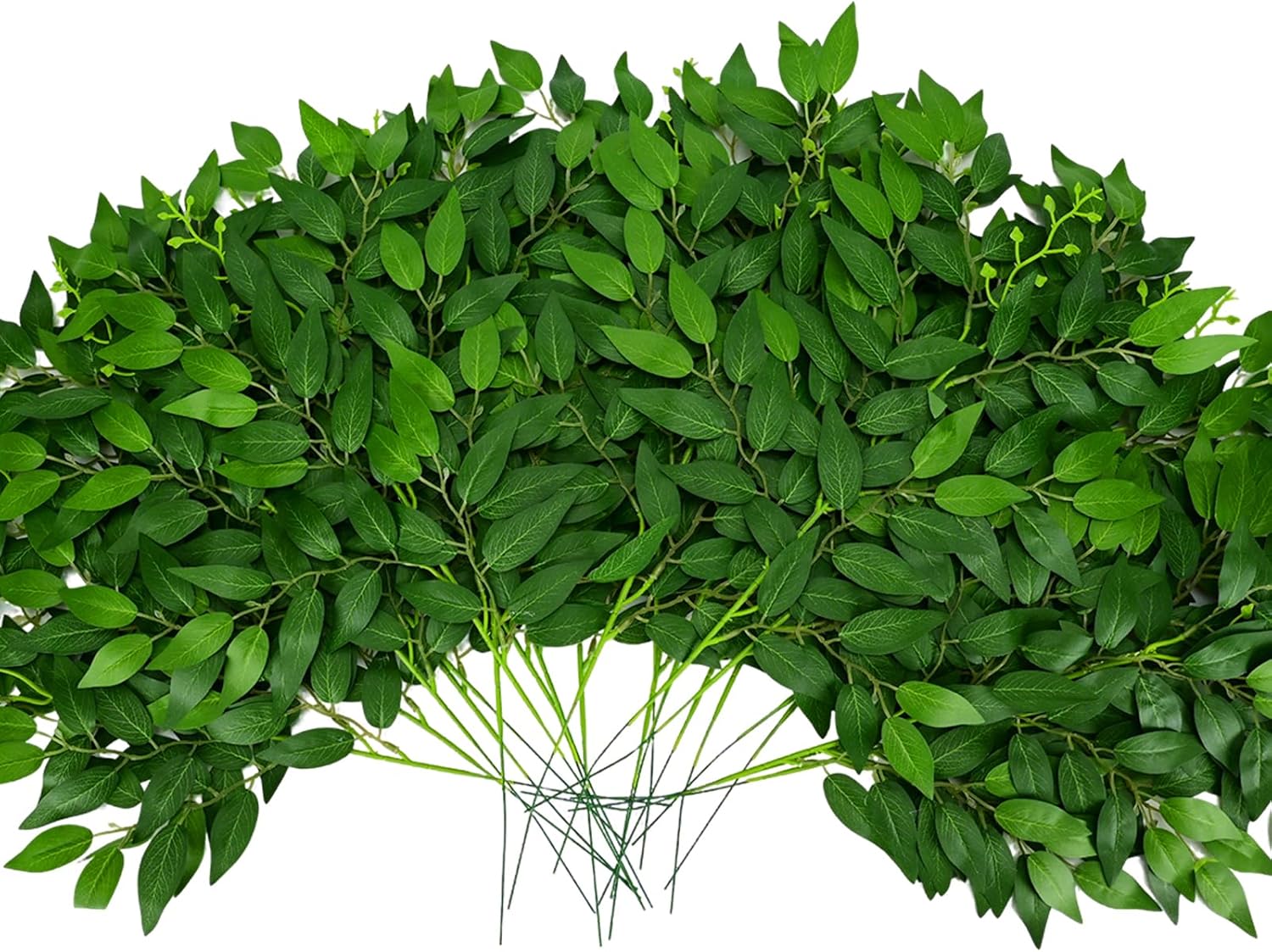 24Pcs Artificial Italian Ruscus Greenery Stems, Faux Green Leaf Garland Branches Hanging Greenery Spray for Wedding Bouquet,Arch,Table Centerpieces， Balloon Arch and Home Decor (24)