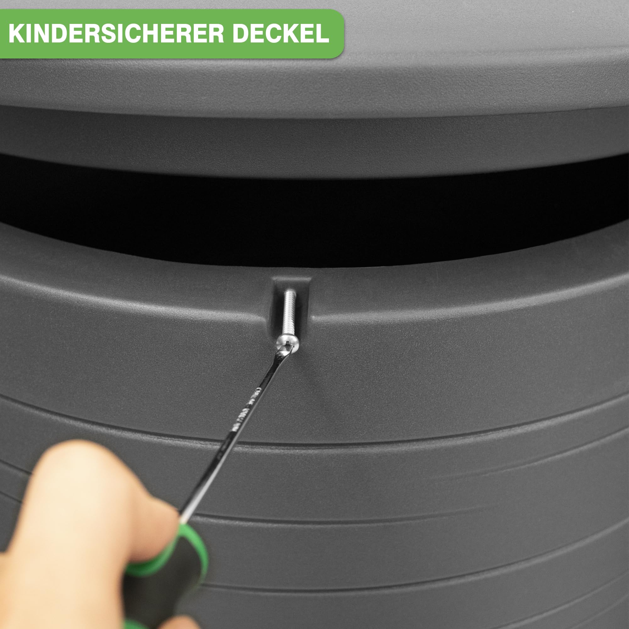 YourCasa Regentonne 280 Liter [PureRain] mit Metallgewinde und Deckel - Regenfass Frostsicher aus Kunststoff - Regenwassertonne - Regenwassertank Garten Wassertank Regensammler Wandtank (Anthrazit)
