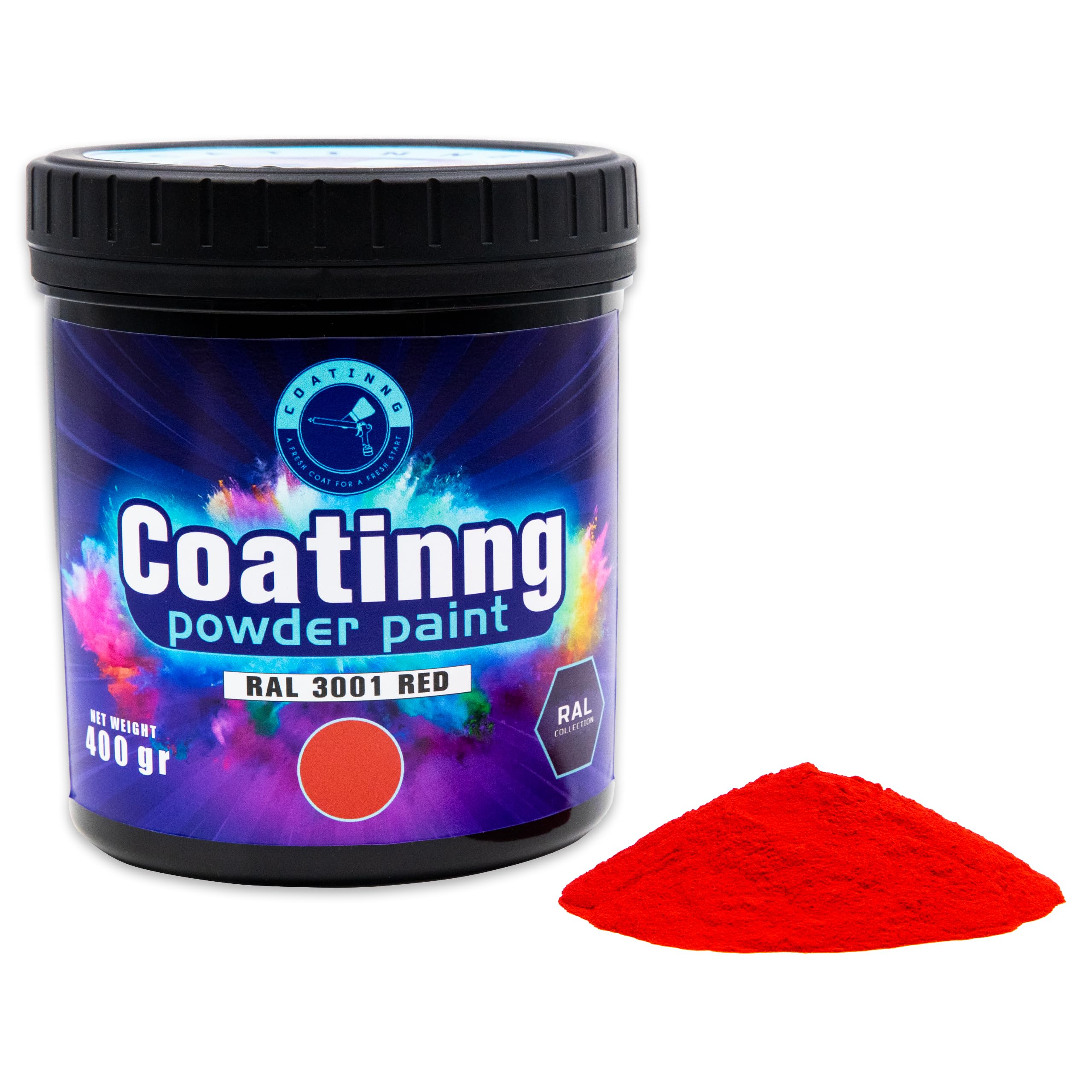 Pintura en polvo electrostática rojo,pintura recubrimiento en polvo poliéster-powder coating paint termoendurecible-esmalte termoconvertible-pintura eléctrica al horno (ROJO_RAL3001)
