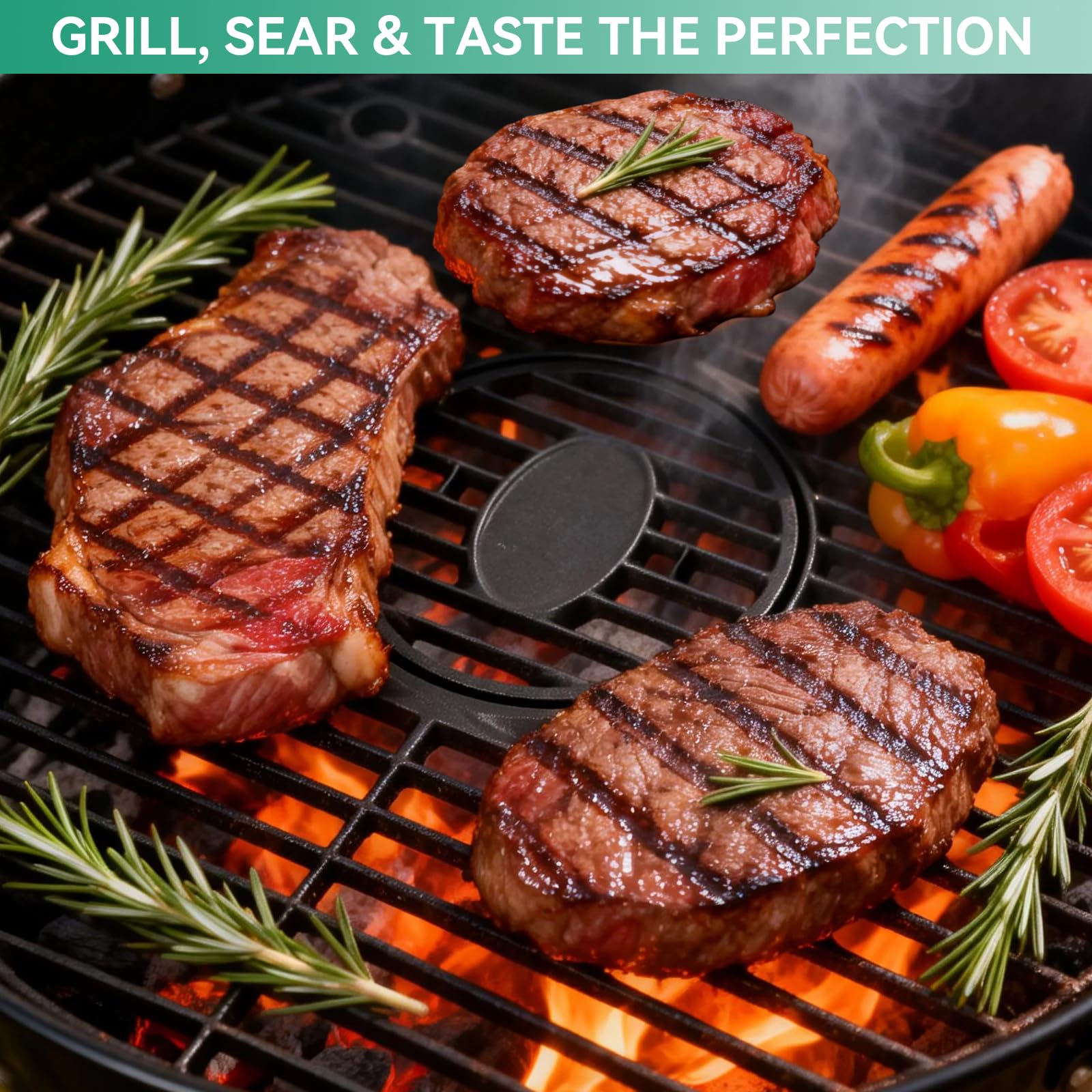Griglia rotonda in ghisa da 49,5 cm per barbecue in ceramica Akorn Kamado, Char-Griller Akorn 16620, Pit Boss K24, Louisiana Grills K24, Heavy Duty Solid Rod Cooking Grills di ricambio