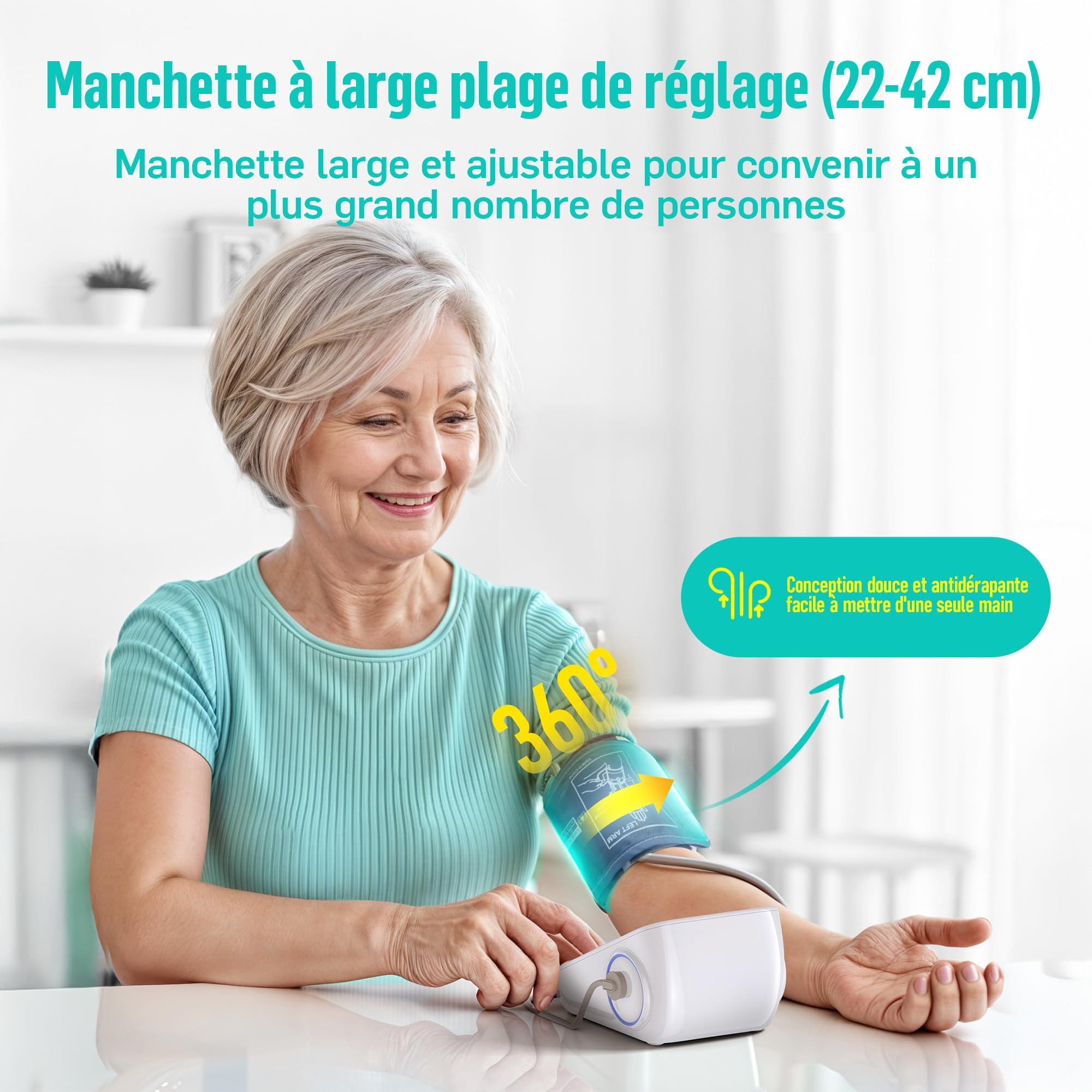 Runstar Tensiometre Bras Professionnel Automatique Brassard Large (22-42cm) Mémoire 2x99 Lectures Sac de Rangement Inclus