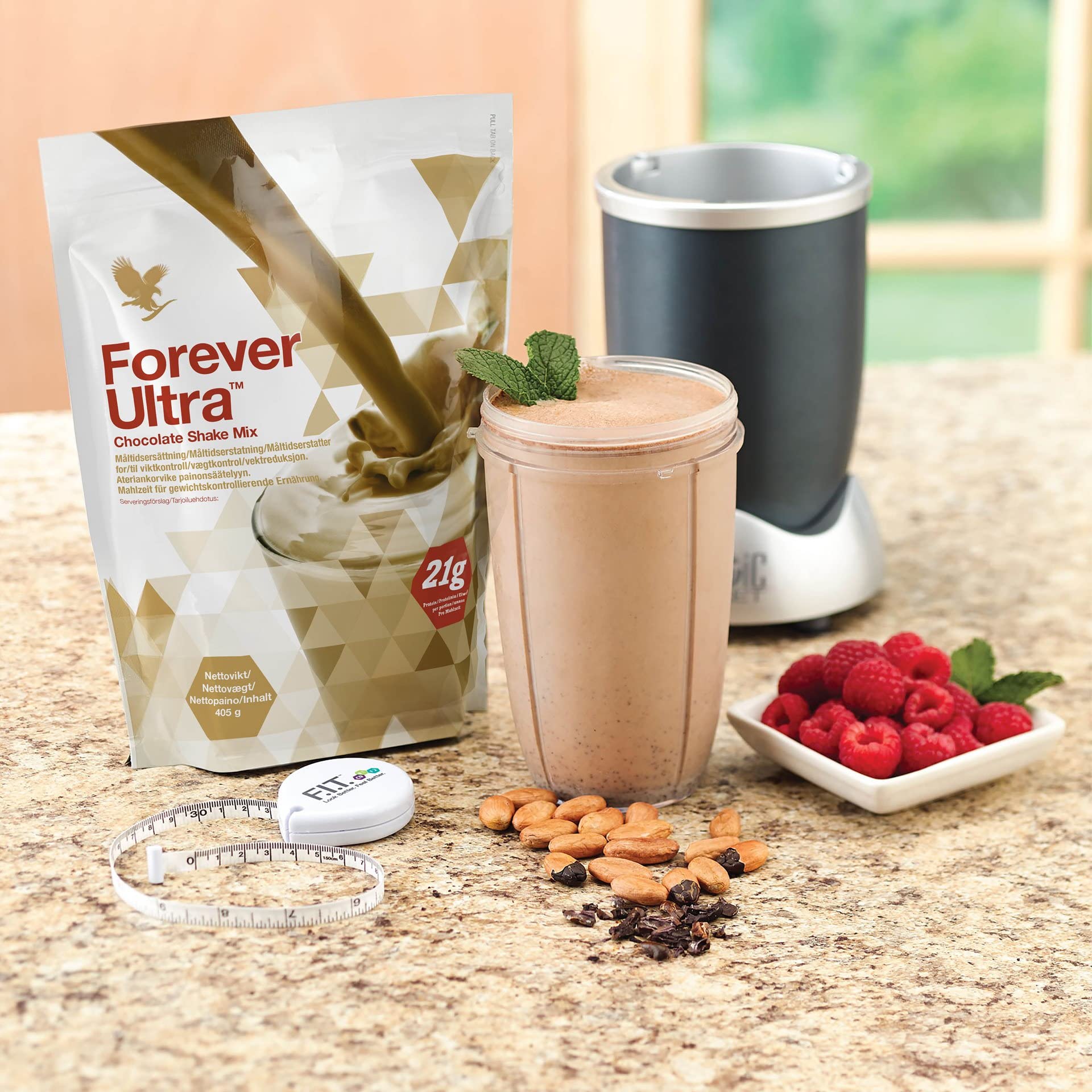 Forever Ultra Chocolate Protein Shake, 21g Soja Eiweiß, sättigender Mahlzeitersatz, Pulver ohne Konservierungsstoffe, glutenfrei (16 Portionen, 405 g)