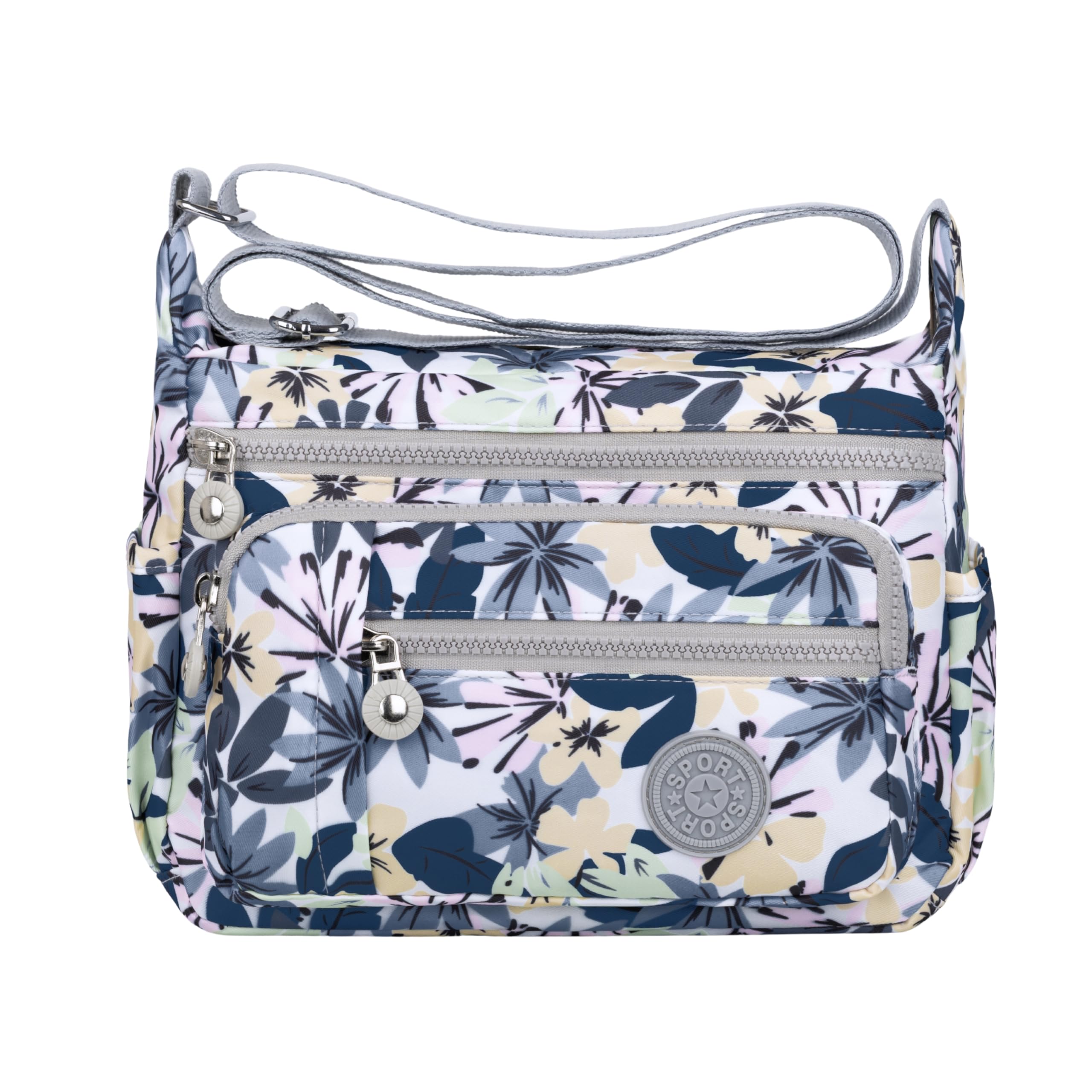 MISTYCDEP Crossbody Bags for Women, Girls - Stylish Shoulder Sling Bag with Adjustable Strap, Travel Casual Messenger Purse (White Blue Flower)