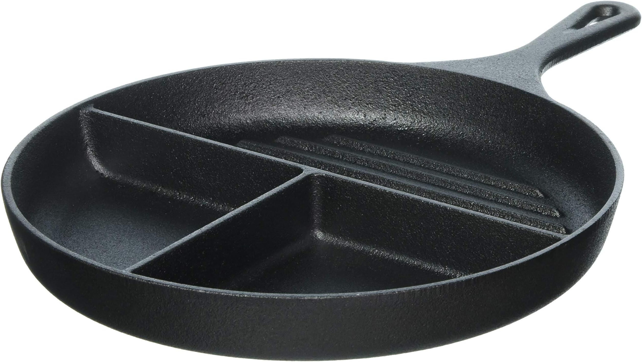 Jim Beam JB0187 Cast Iron 3 Compartment Round Pan, 10", Black