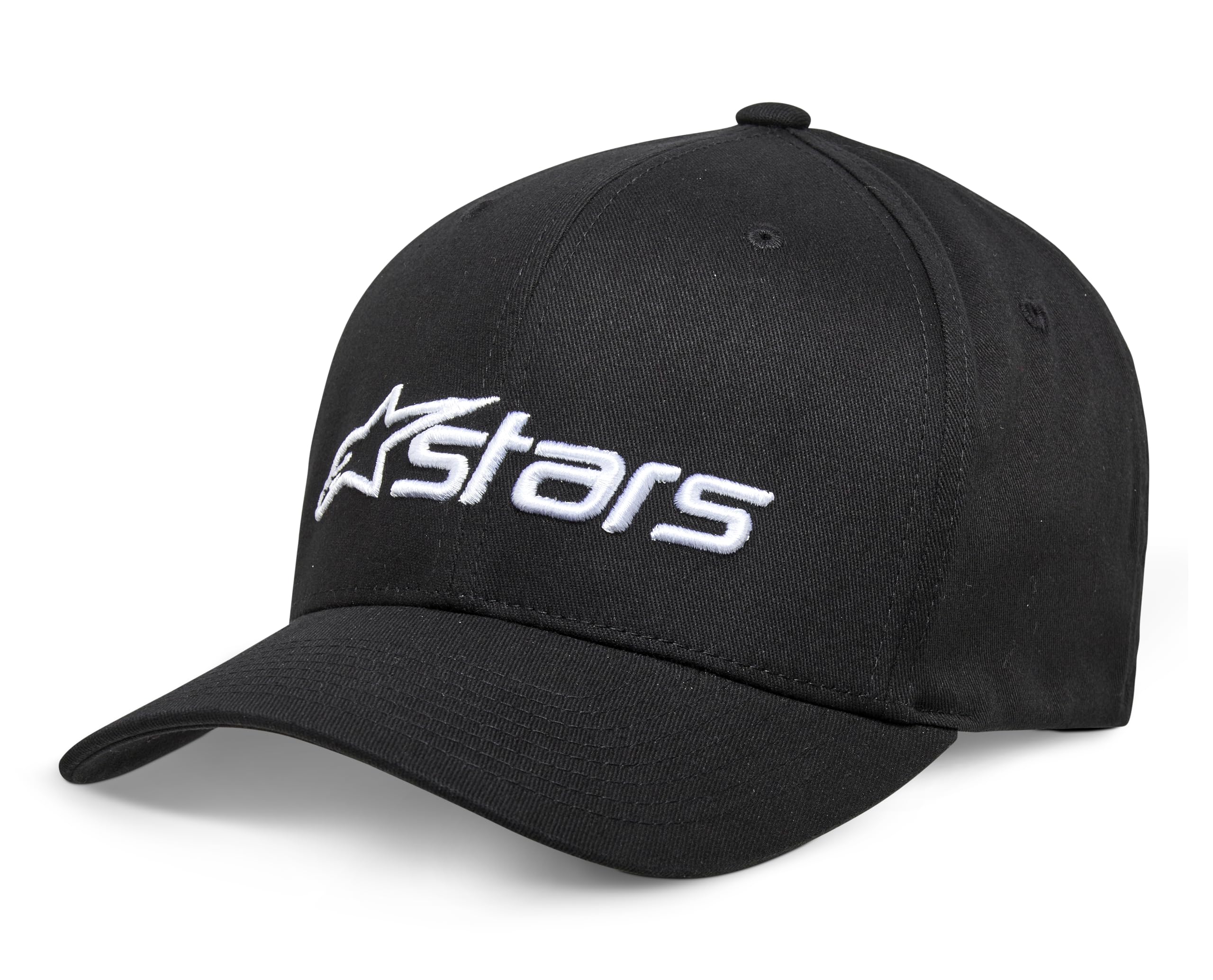 Alpinestars Men's Black / White Blaze Flexfit Hats Baseball Caps, Curved Visor, Elastic Closure Black/White
