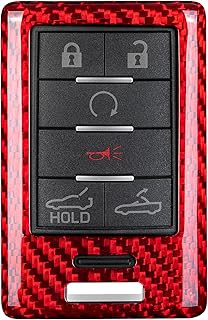 Real Glass Fiber Key Fob Cover for Chevrolet Chevy Corvette C7, T-carbon Key Fob Case Cover Fits for Cadillac ATS CTS DTS XTS SRX STS Escalade 2008-2014, C7 Corvette 2014 Keyless Entry Shell(Red)