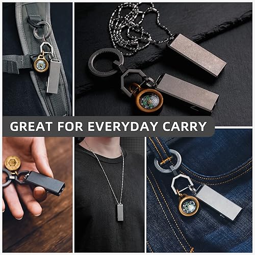 Miniatura 7 de MecArmy Silbato de titanio CH15 con diseño de doble tono y llavero, silbato de supervivencia fuerte y confiable para emergencias, exteriores,