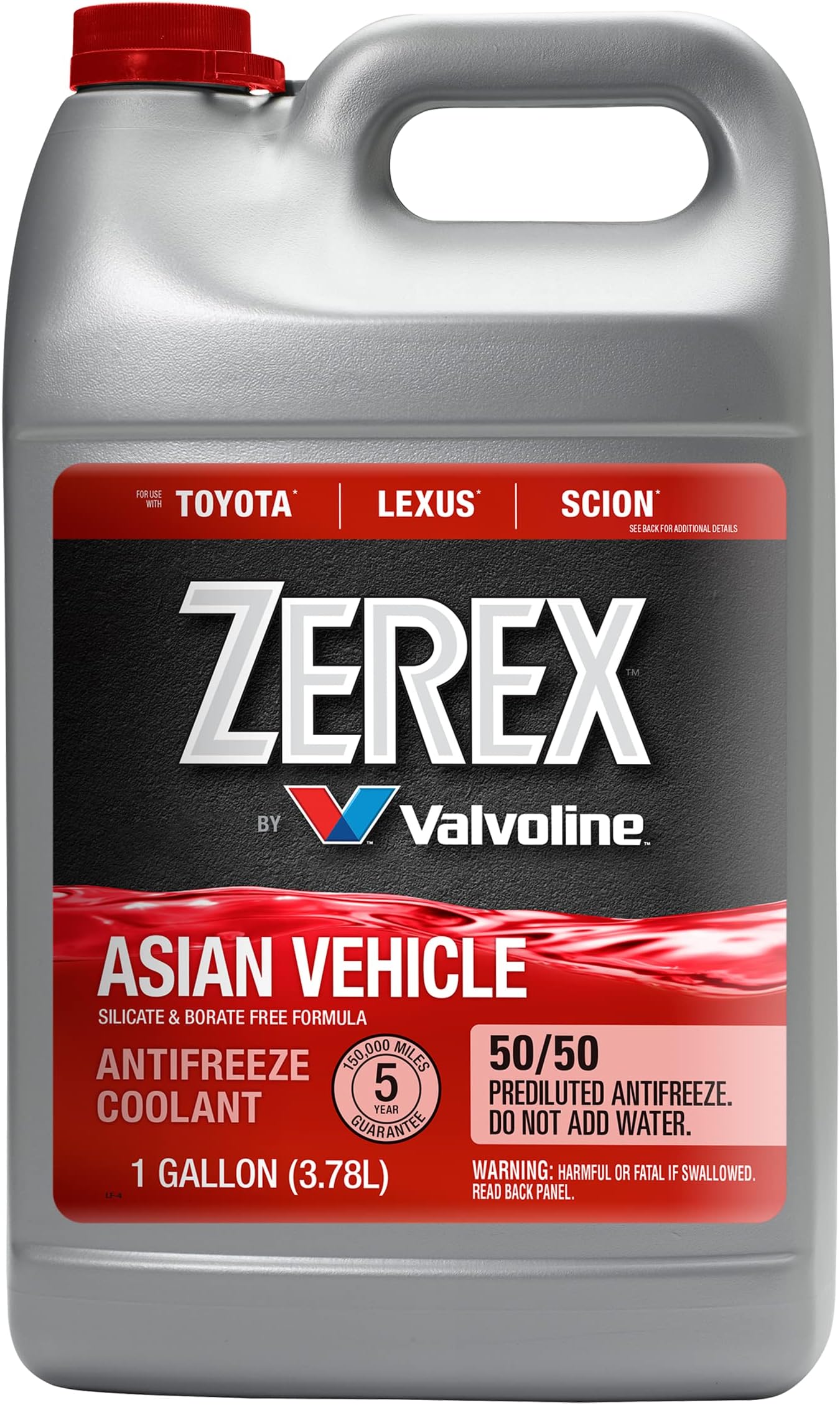 Zerex Asian Vehicle Red Silicate and Borate Free 50/50 Prediluted Ready-to-Use Antifreeze/Coolant 1 GA
